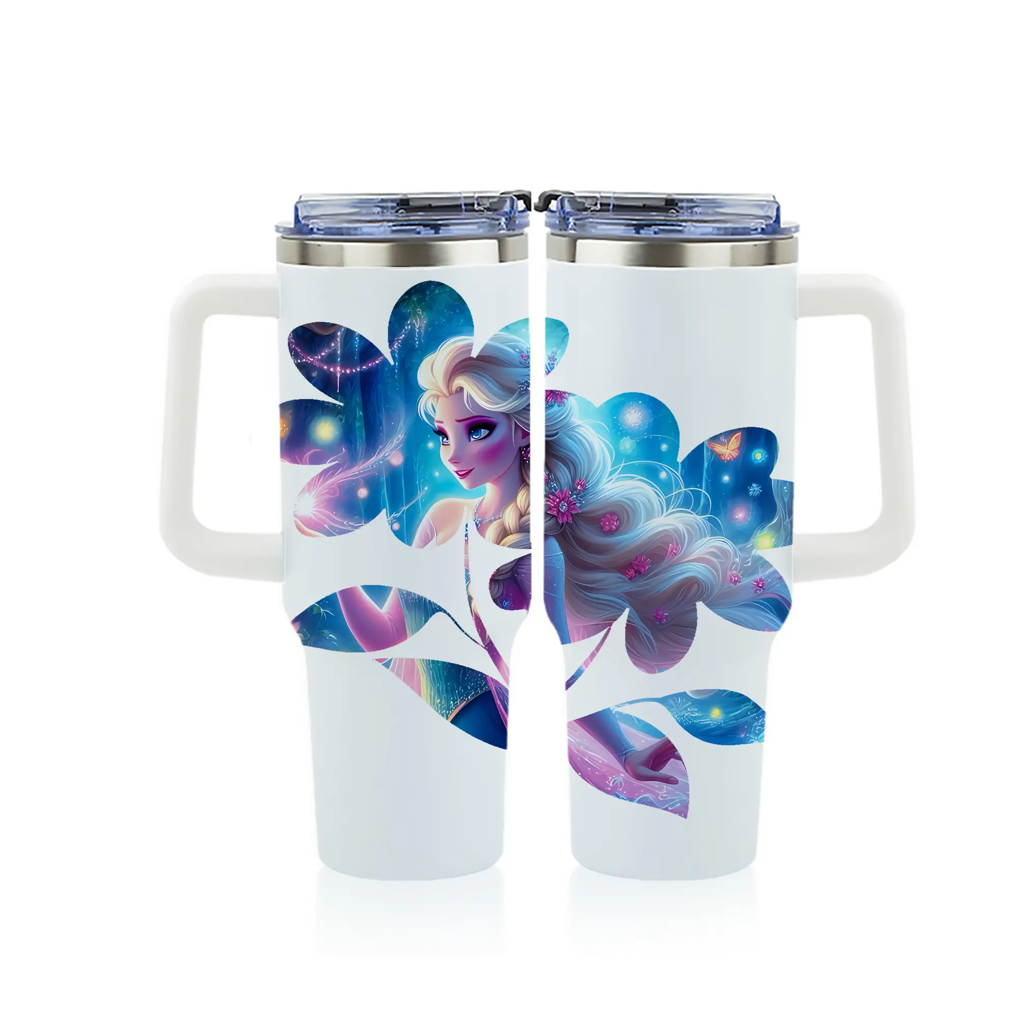 アナと雪の女王(Frozen) グッズ エルサ(Elsa) - 1200mL フルプリント車用タンブラー ・ 304ステンレス 内側 ・ 201ステンレス 外側 ・ 保温 保冷 ・ 通勤 ドライブ アウトドア用