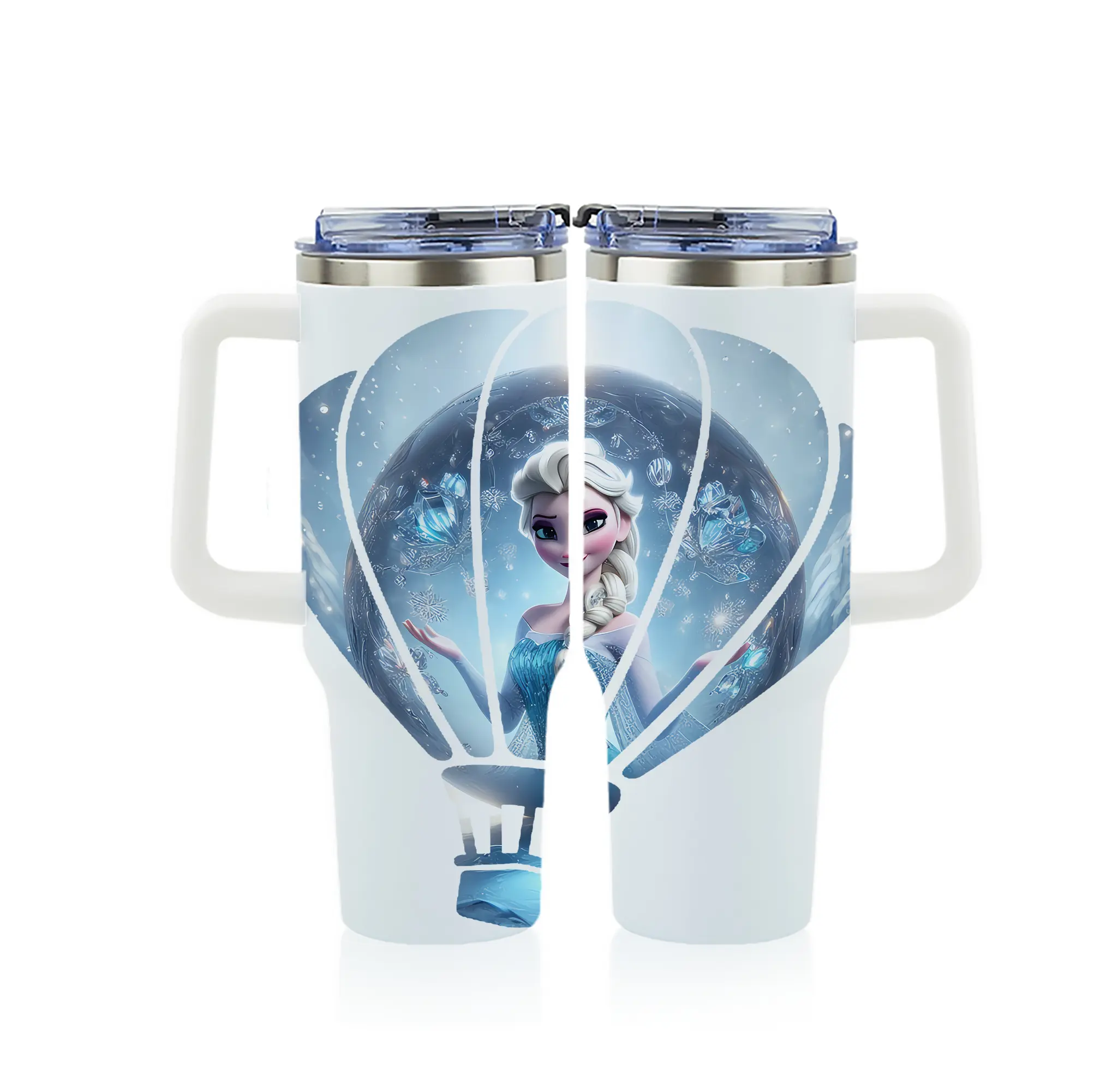 アナと雪の女王(Frozen) グッズ エルサ(Elsa) - 1200mL フルプリント車用タンブラー ・ 304ステンレス 内側 ・ 201ステンレス 外側 ・ 保温 保冷 ・ 通勤 ドライブ アウトドア用