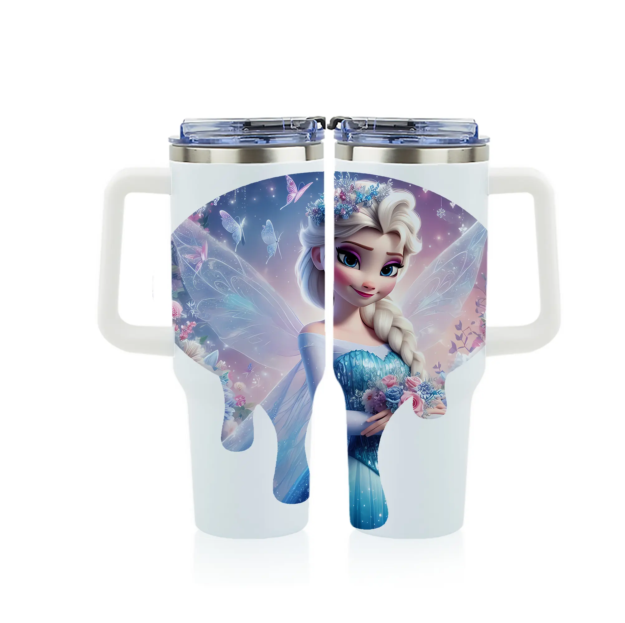 アナと雪の女王(Frozen) グッズ エルサ(Elsa) - 1200mL フルプリント車用タンブラー ・ 304ステンレス 内側 ・ 201ステンレス 外側 ・ 保温 保冷 ・ 通勤 ドライブ アウトドア用