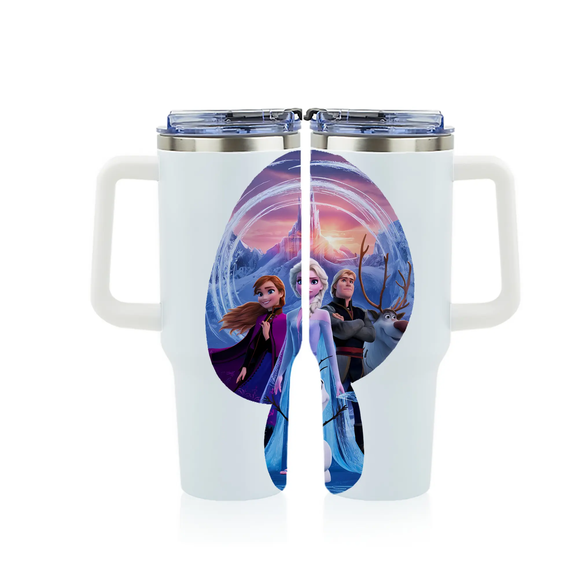 アナと雪の女王(Frozen) グッズ エルサ(Elsa) - 1200mL フルプリント車用タンブラー ・ 304ステンレス 内側 ・ 201ステンレス 外側 ・ 保温 保冷 ・ 通勤 ドライブ アウトドア用