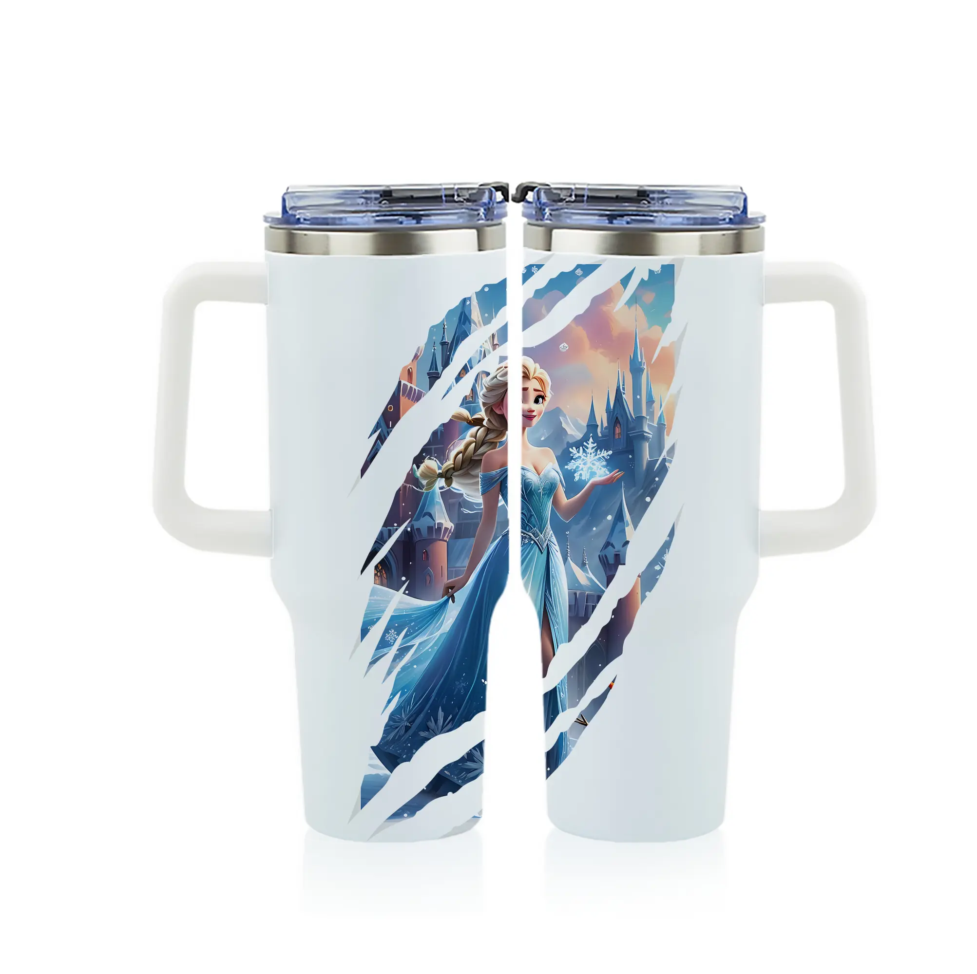 アナと雪の女王(Frozen) グッズ エルサ(Elsa) - 1200mL フルプリント車用タンブラー ・ 304ステンレス 内側 ・ 201ステンレス 外側 ・ 保温 保冷 ・ 通勤 ドライブ アウトドア用