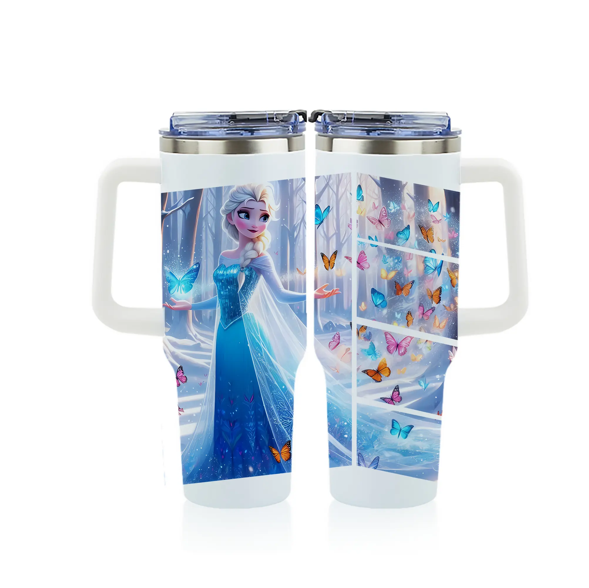 アナと雪の女王(Frozen) グッズ エルサ(Elsa) - 1200mL フルプリント車用タンブラー ・ 304ステンレス 内側 ・ 201ステンレス 外側 ・ 保温 保冷 ・ 通勤 ドライブ アウトドア用