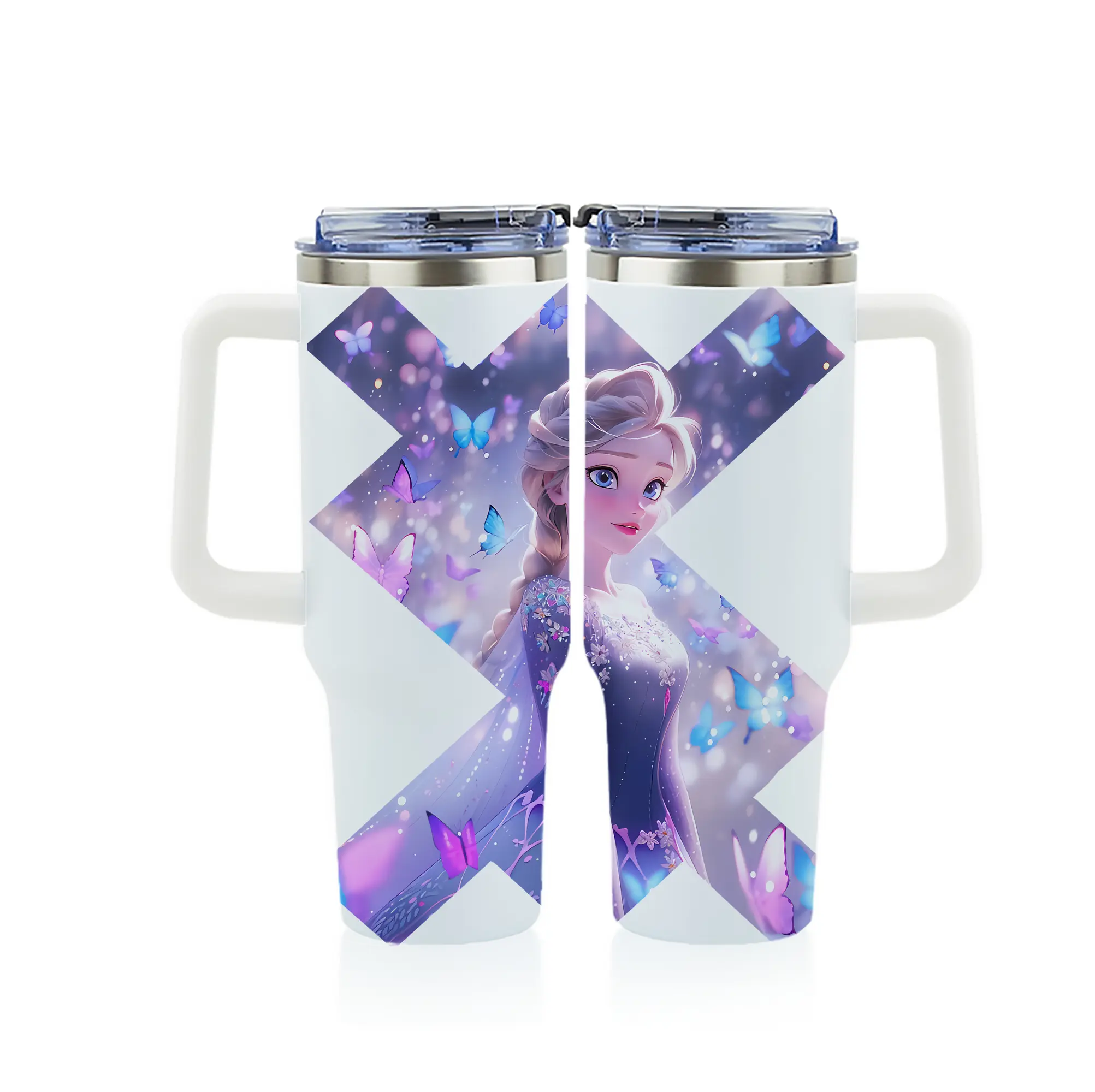 アナと雪の女王(Frozen) グッズ エルサ(Elsa) - 1200mL フルプリント車用タンブラー ・ 304ステンレス 内側 ・ 201ステンレス 外側 ・ 保温 保冷 ・ 通勤 ドライブ アウトドア用