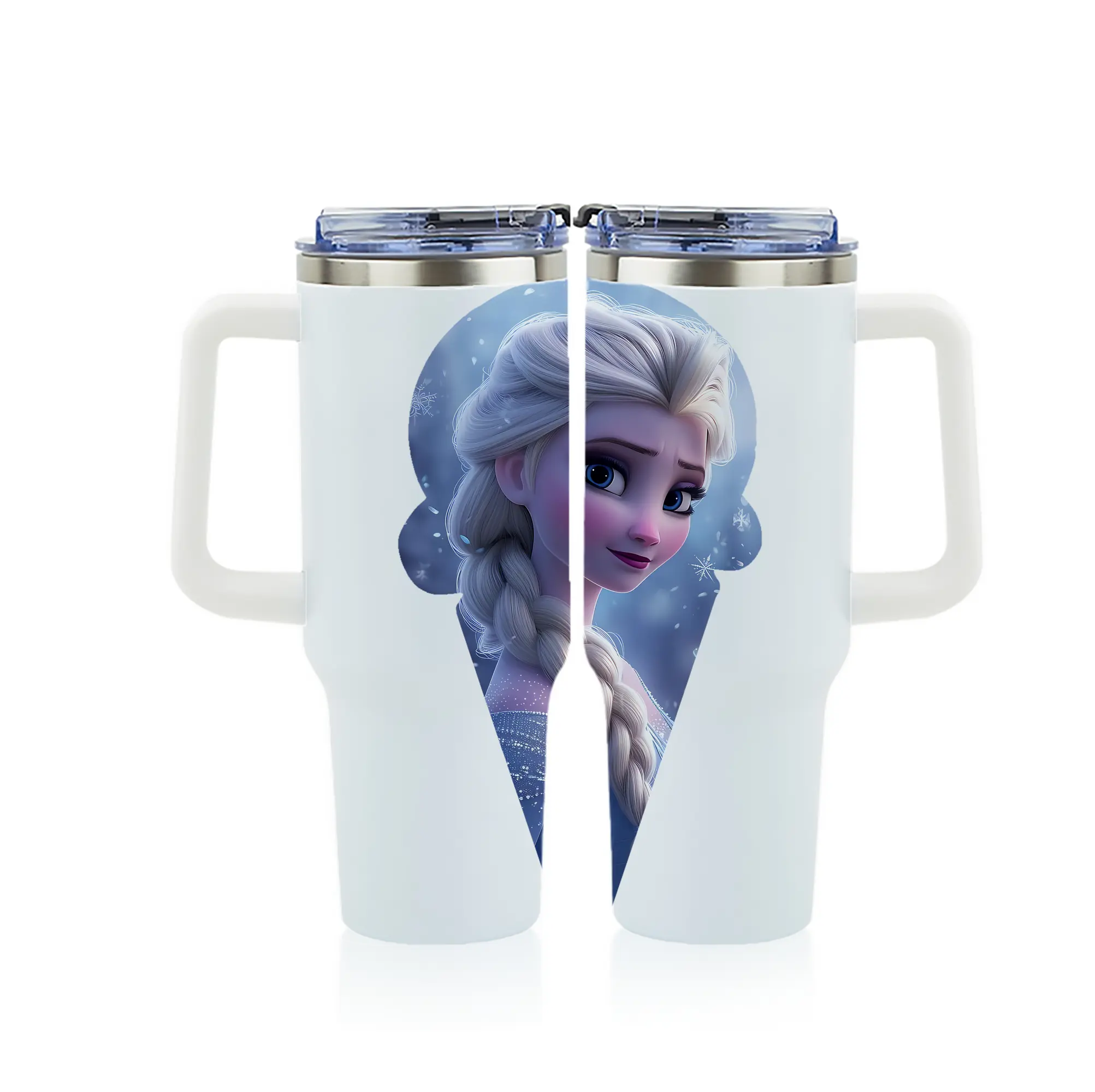 アナと雪の女王(Frozen) グッズ エルサ(Elsa) - 1200mL フルプリント車用タンブラー ・ 304ステンレス 内側 ・ 201ステンレス 外側 ・ 保温 保冷 ・ 通勤 ドライブ アウトドア用