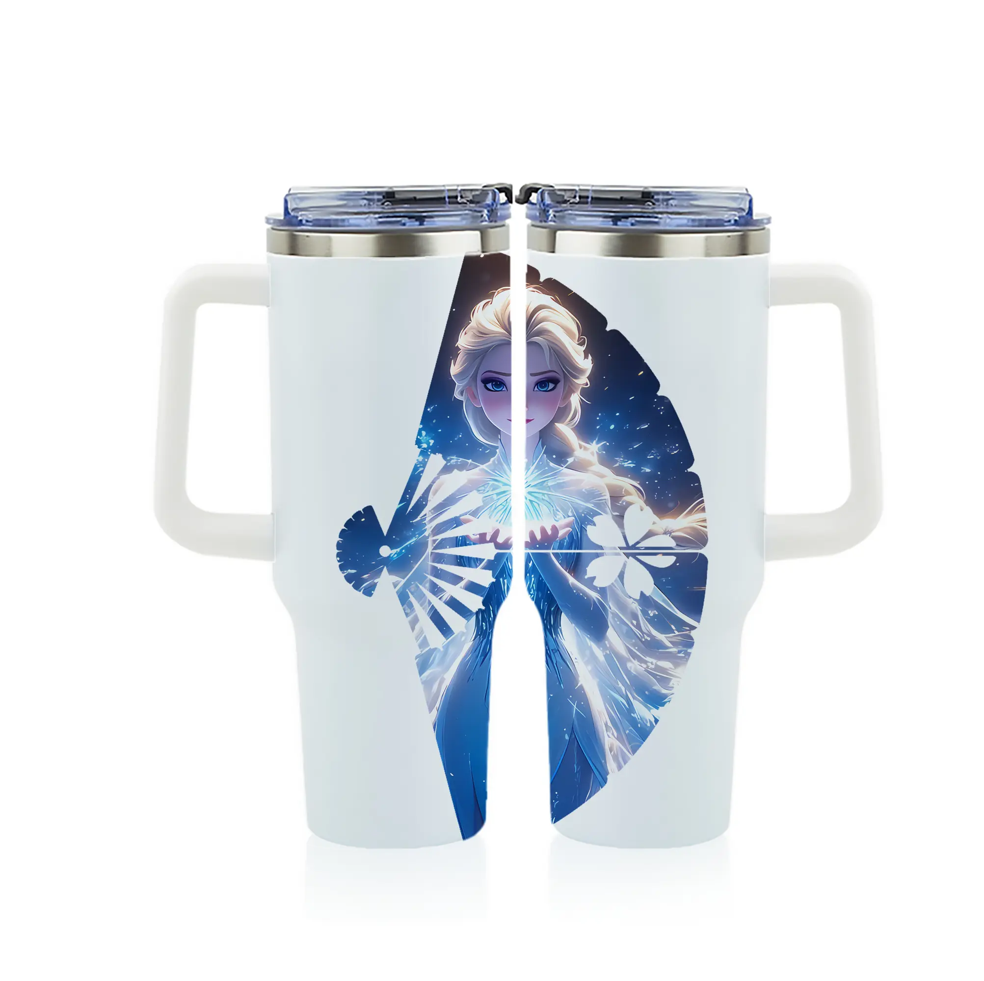 アナと雪の女王(Frozen) グッズ エルサ(Elsa) - 1200mL フルプリント車用タンブラー ・ 304ステンレス 内側 ・ 201ステンレス 外側 ・ 保温 保冷 ・ 通勤 ドライブ アウトドア用