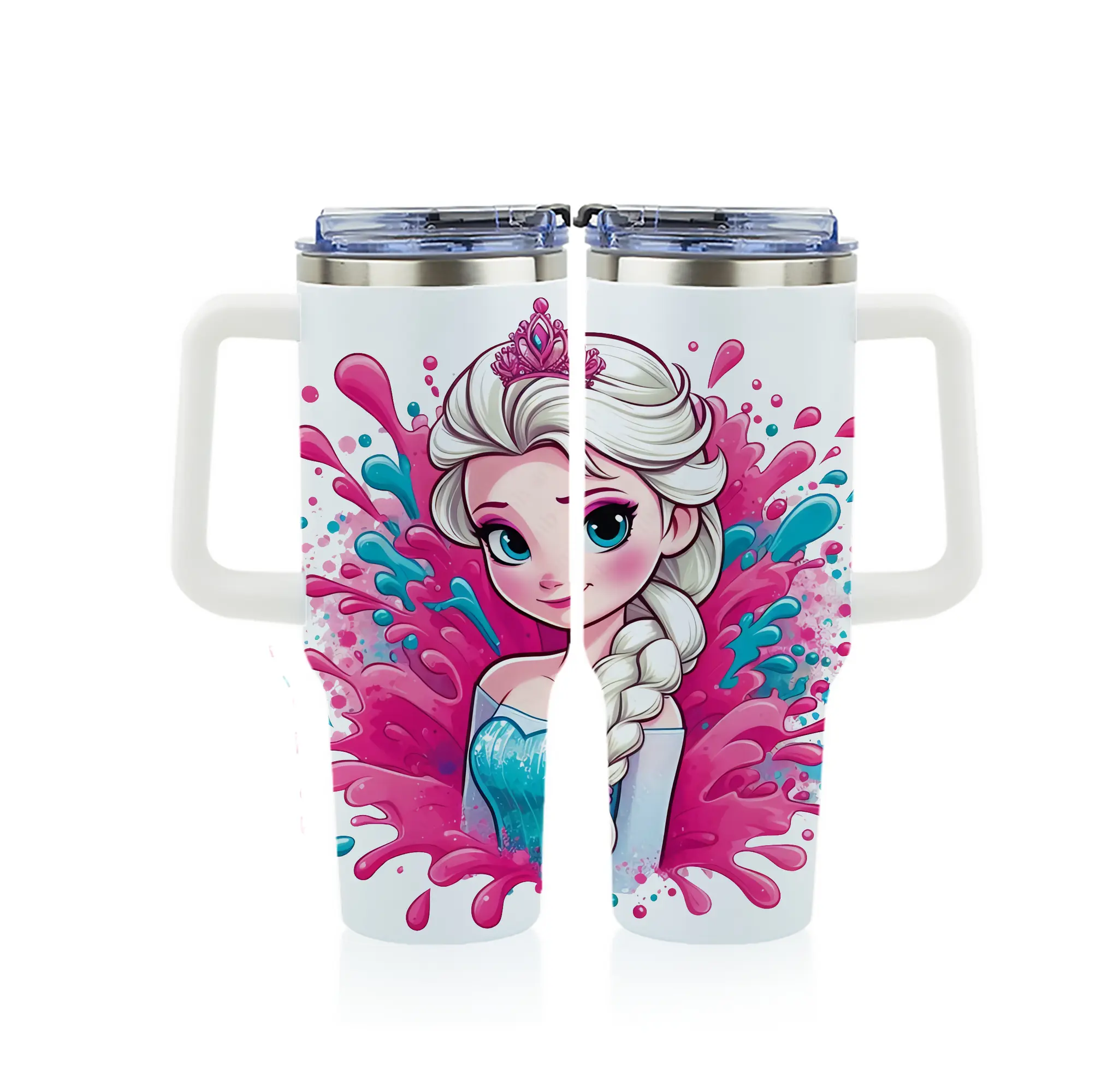 アナと雪の女王(Frozen) グッズ エルサ(Elsa) - 1200mL フルプリント車用タンブラー ・ 304ステンレス 内側 ・ 201ステンレス 外側 ・ 保温 保冷 ・ 通勤 ドライブ アウトドア用