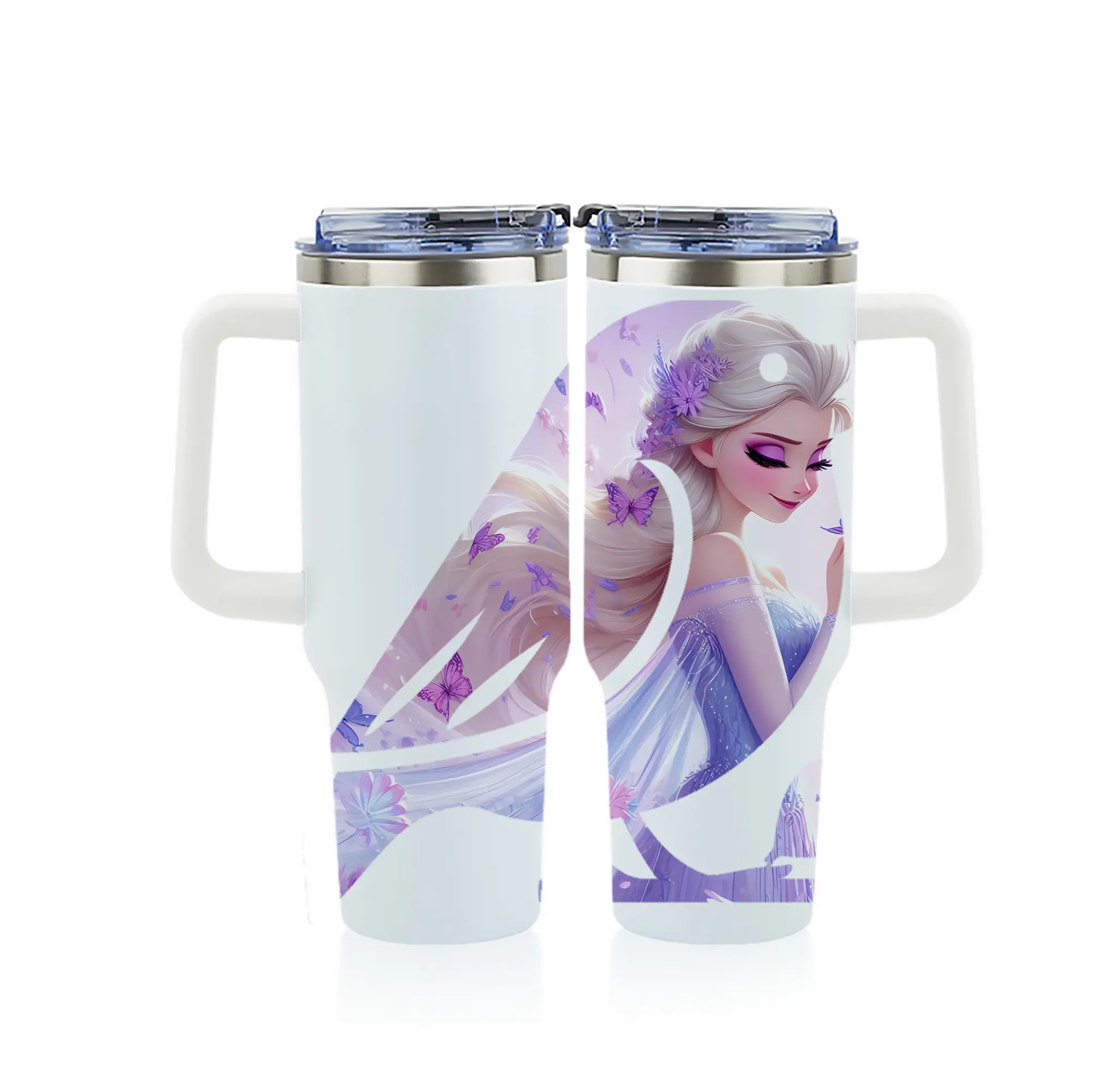 アナと雪の女王(Frozen) グッズ エルサ(Elsa) - 1200mL フルプリント車用タンブラー ・ 304ステンレス 内側 ・ 201ステンレス 外側 ・ 保温 保冷 ・ 通勤 ドライブ アウトドア用