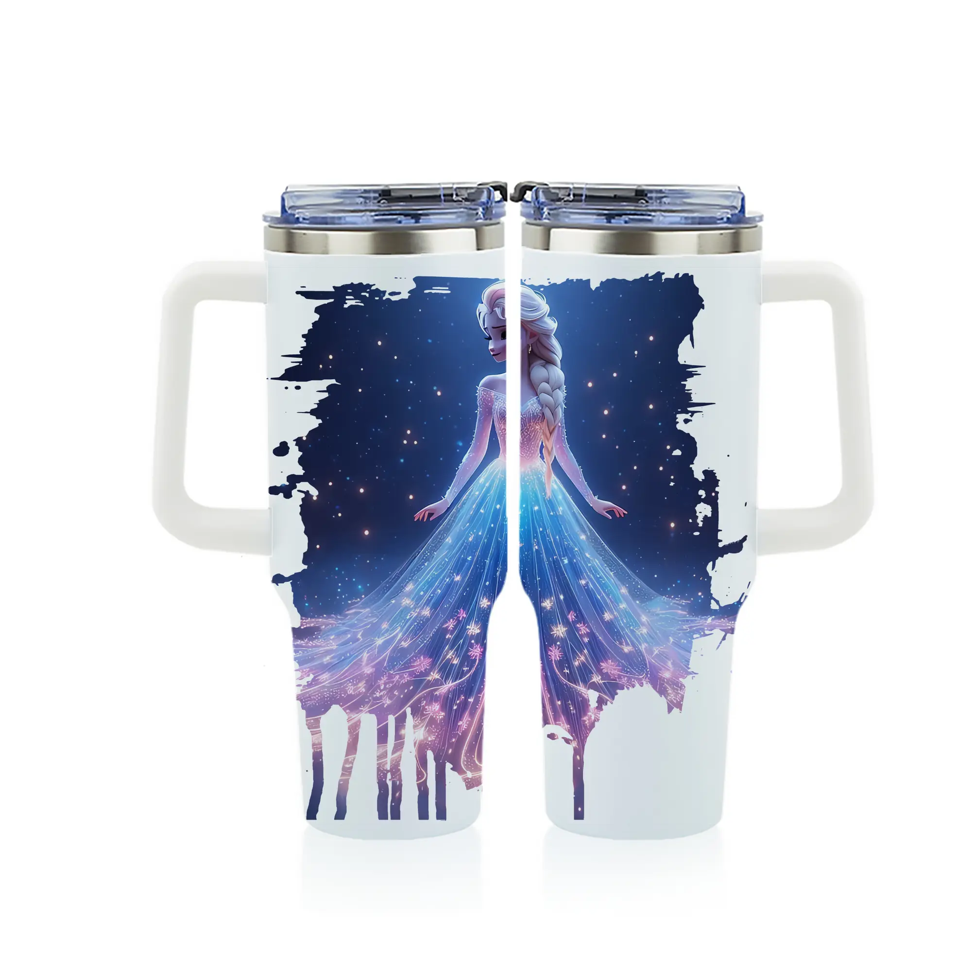 アナと雪の女王(Frozen) グッズ エルサ(Elsa) - 1200mL フルプリント車用タンブラー ・ 304ステンレス 内側 ・ 201ステンレス 外側 ・ 保温 保冷 ・ 通勤 ドライブ アウトドア用