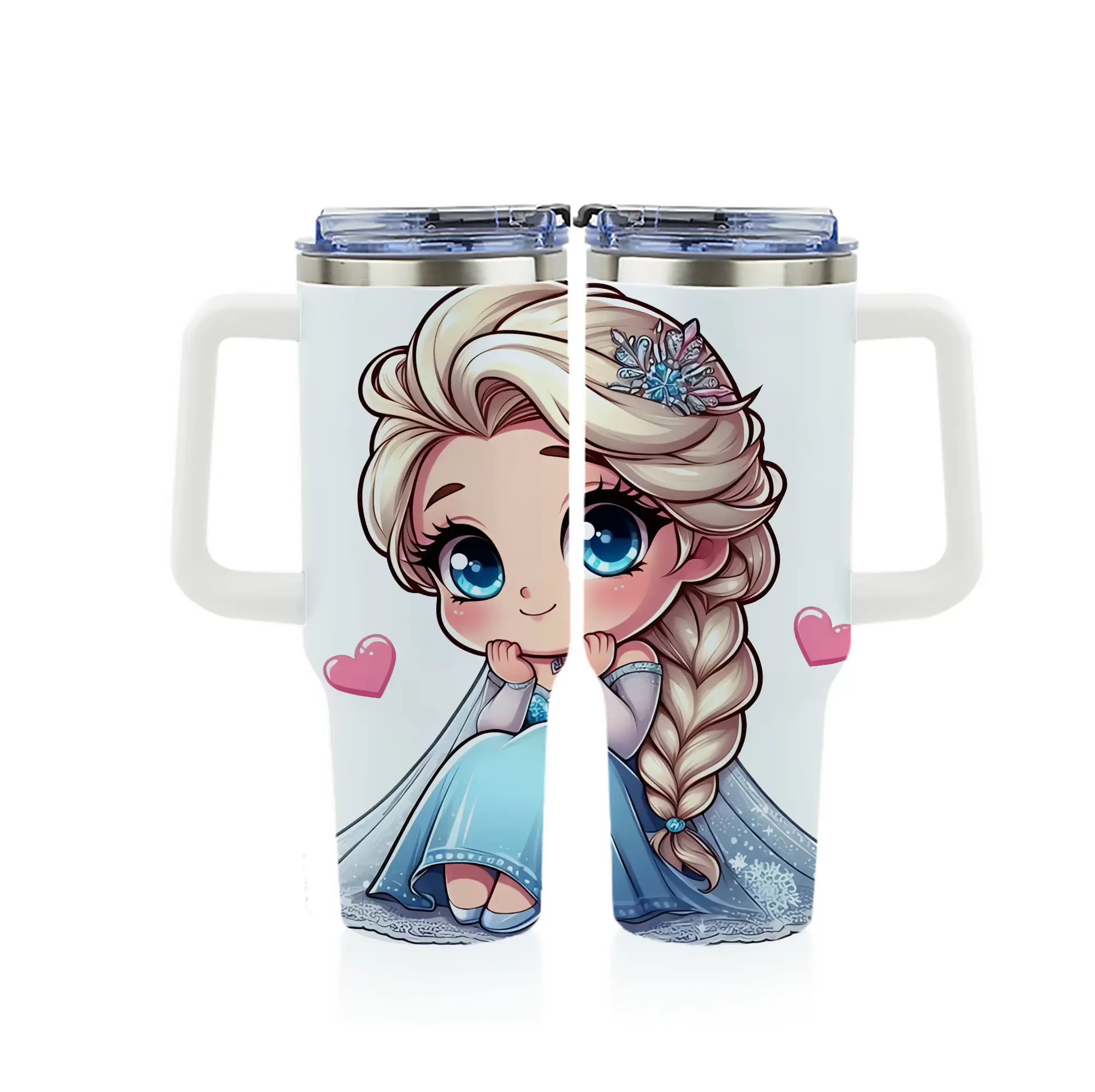 アナと雪の女王(Frozen) グッズ エルサ(Elsa) - 1200mL フルプリント車用タンブラー ・ 304ステンレス 内側 ・ 201ステンレス 外側 ・ 保温 保冷 ・ 通勤 ドライブ アウトドア用
