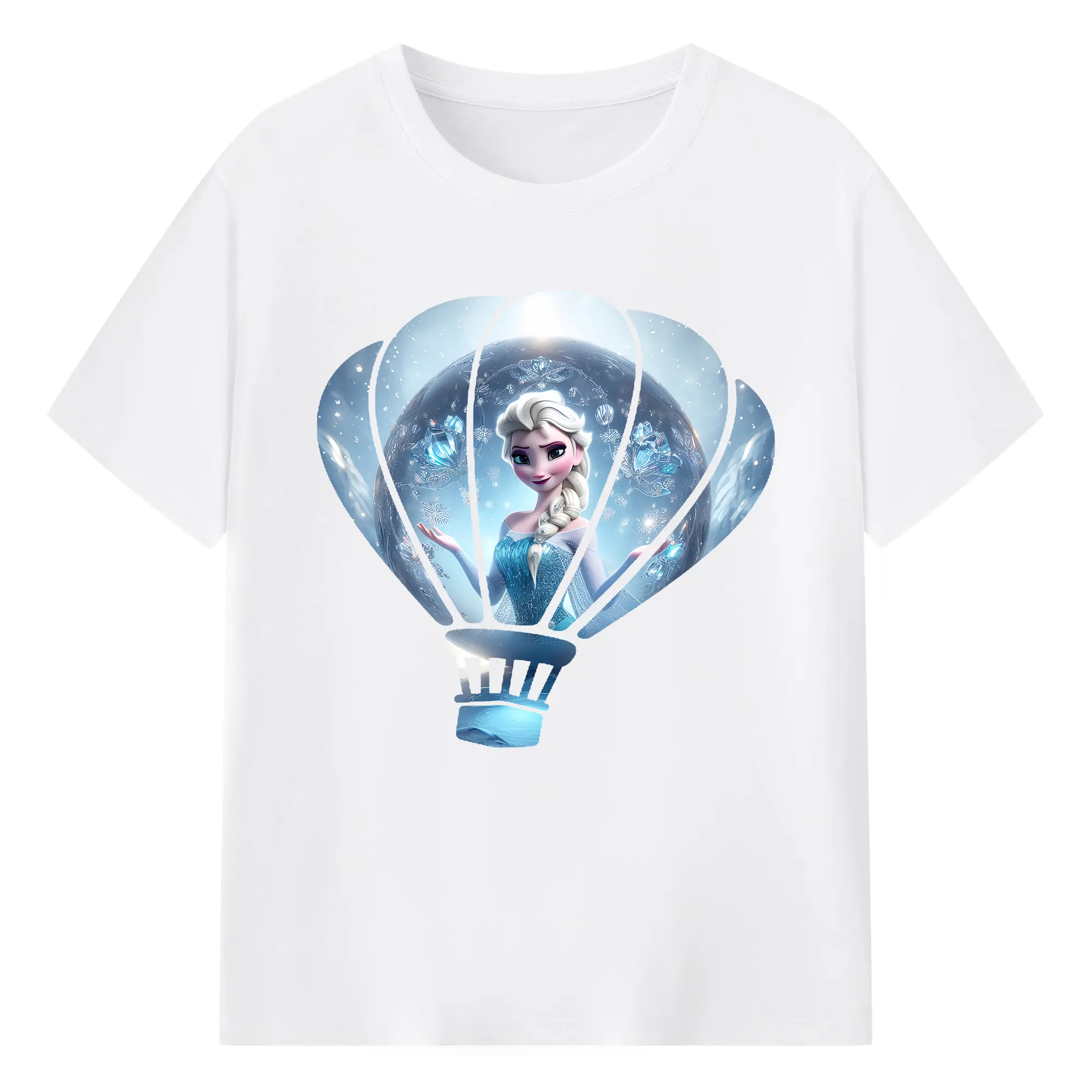 アナと雪の女王(Frozen) グッズ エルサ(Elsa) - 綿100％ 半袖Tシャツ ・ フロントプリント ・ 快適 通気性 ・ 日常使い 散歩 スポーツ用