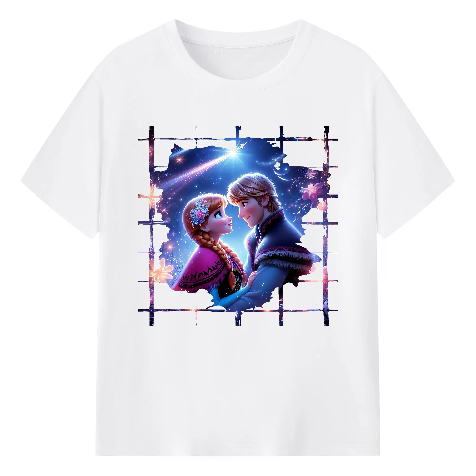 アナと雪の女王(Frozen) グッズ エルサ(Elsa) - 綿100％ 半袖Tシャツ ・ フロントプリント ・ 快適 通気性 ・ 日常使い 散歩 スポーツ用