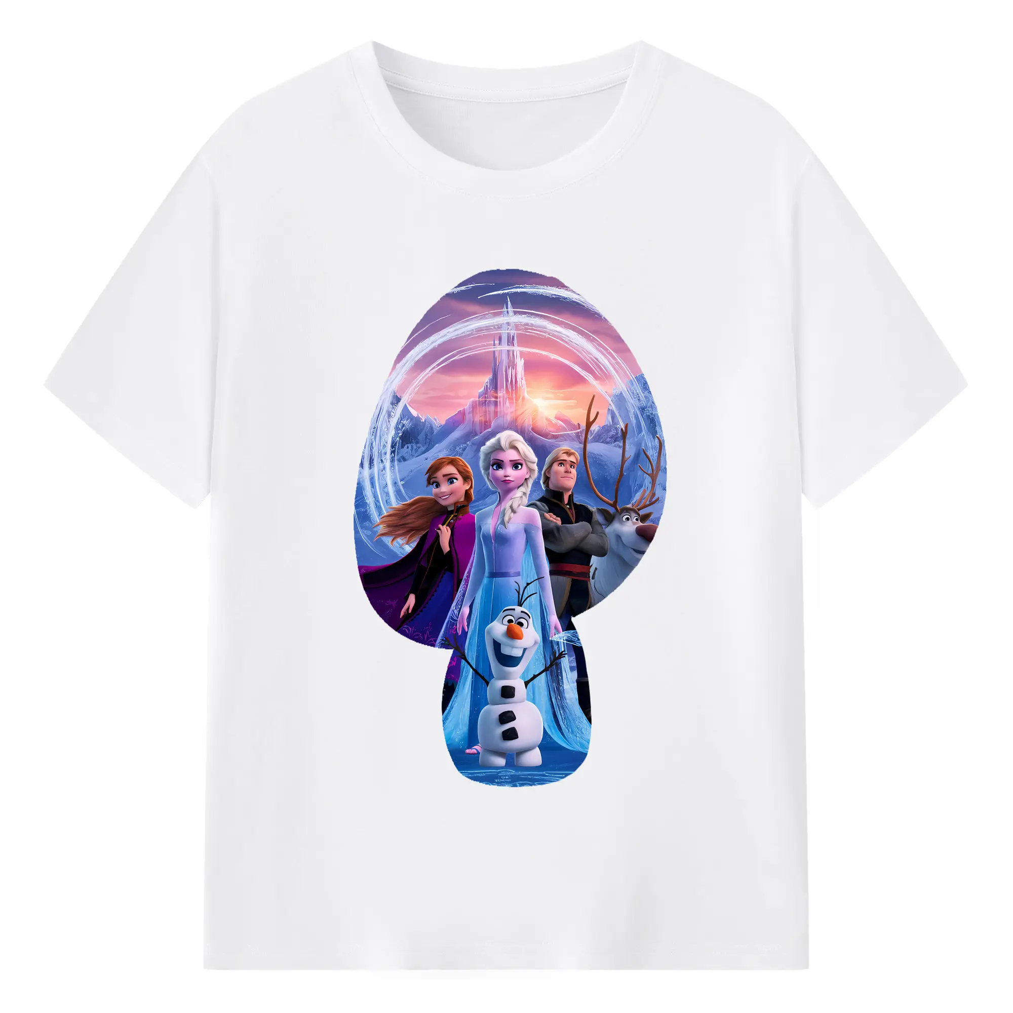 アナと雪の女王(Frozen) グッズ エルサ(Elsa) - 綿100％ 半袖Tシャツ ・ フロントプリント ・ 快適 通気性 ・ 日常使い 散歩 スポーツ用