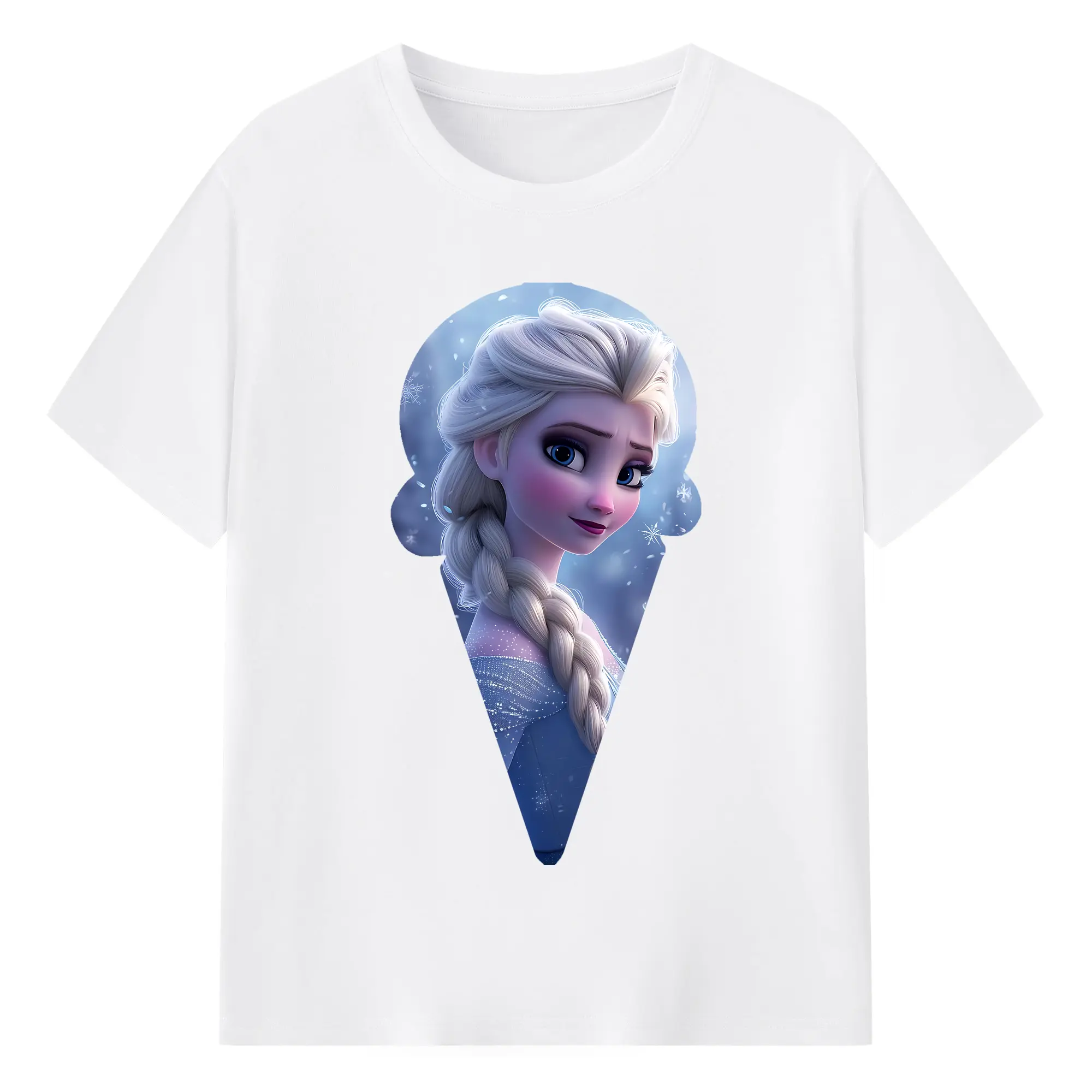 アナと雪の女王(Frozen) グッズ エルサ(Elsa) - 綿100％ 半袖Tシャツ ・ フロントプリント ・ 快適 通気性 ・ 日常使い 散歩 スポーツ用