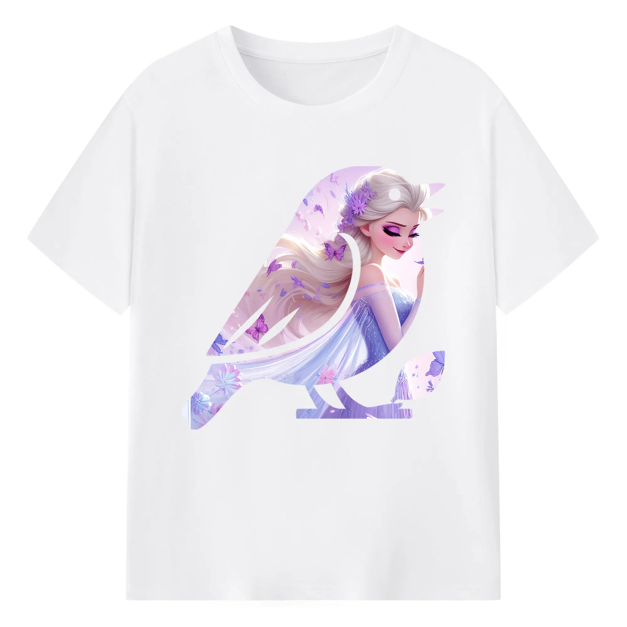 アナと雪の女王(Frozen) グッズ エルサ(Elsa) - 綿100％ 半袖Tシャツ ・ フロントプリント ・ 快適 通気性 ・ 日常使い 散歩 スポーツ用