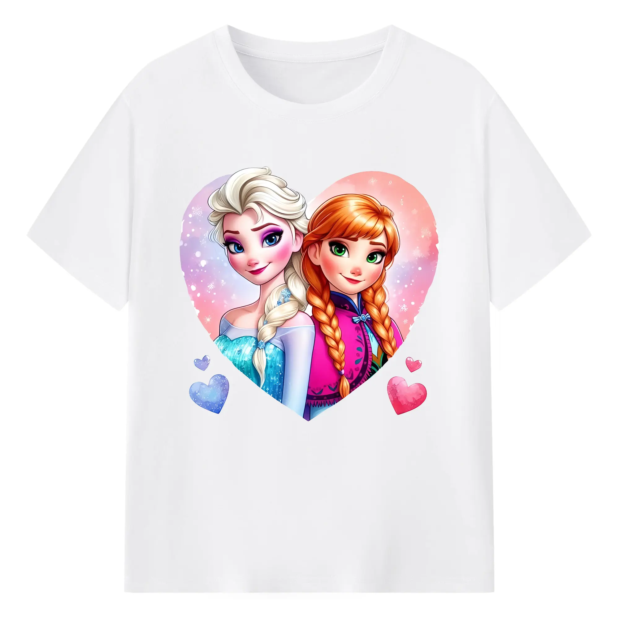 アナと雪の女王(Frozen) グッズ エルサ(Elsa) - 綿100％ 半袖Tシャツ ・ フロントプリント ・ 快適 通気性 ・ 日常使い 散歩 スポーツ用