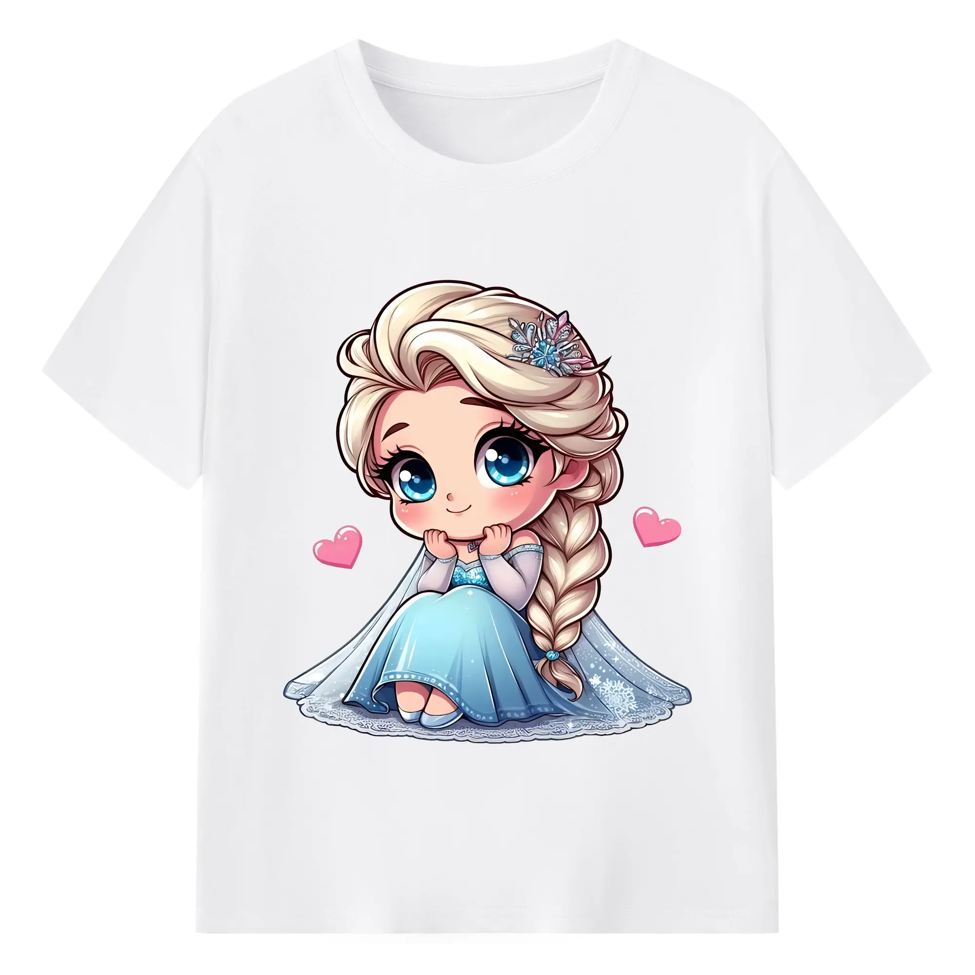 アナと雪の女王(Frozen) グッズ エルサ(Elsa) - 綿100％ 半袖Tシャツ ・ フロントプリント ・ 快適 通気性 ・ 日常使い 散歩 スポーツ用