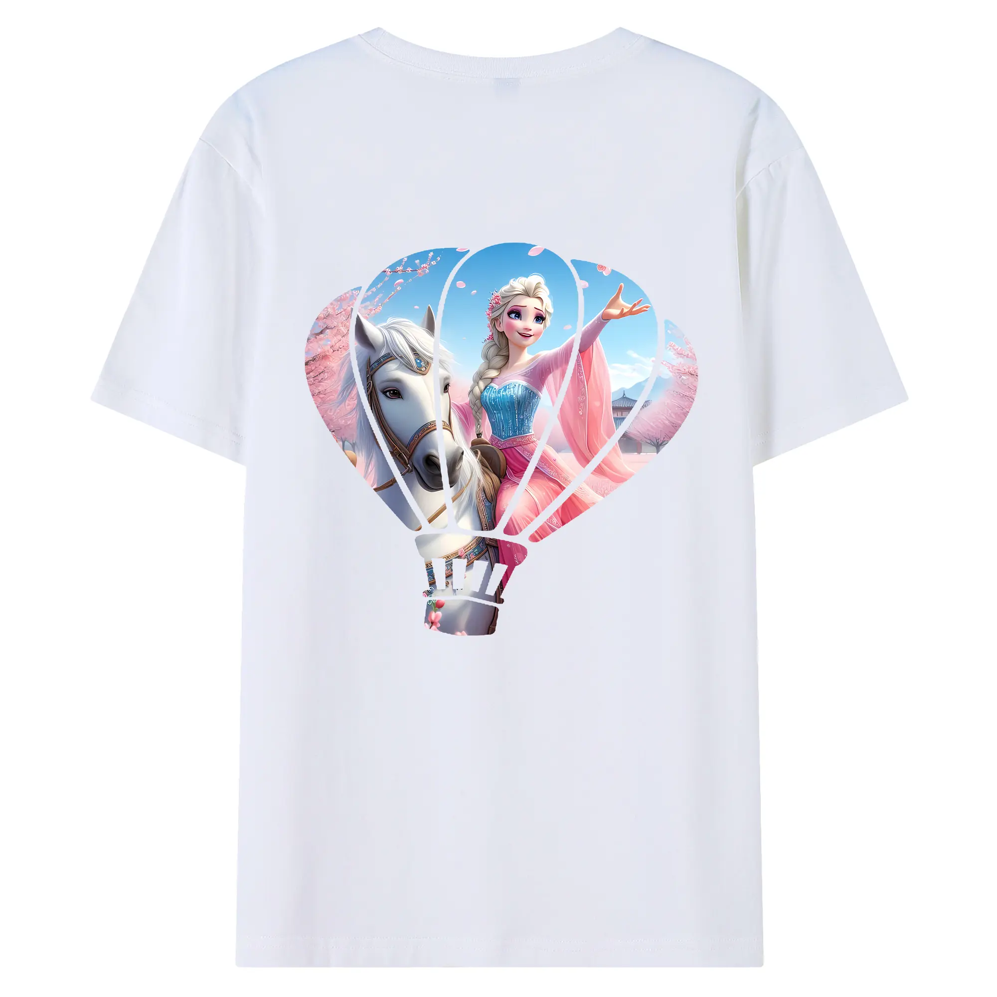 アナと雪の女王(Frozen) グッズ エルサ(Elsa) - 綿100％ 半袖Tシャツ ・ バックプリント ・ 快適 通気性 ・ 日常使い 散歩 スポーツ用
