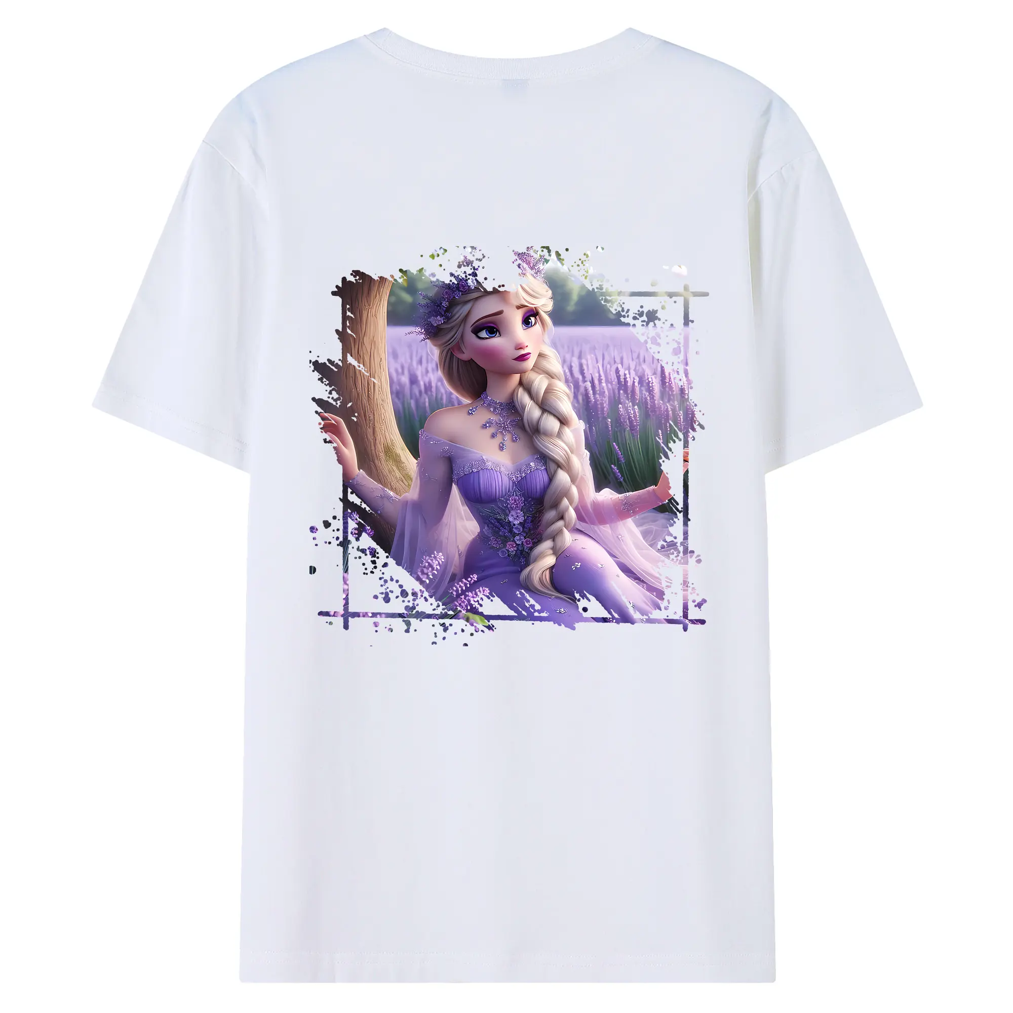 アナと雪の女王(Frozen) グッズ エルサ(Elsa) - 綿100％ 半袖Tシャツ ・ バックプリント ・ 快適 通気性 ・ 日常使い 散歩 スポーツ用