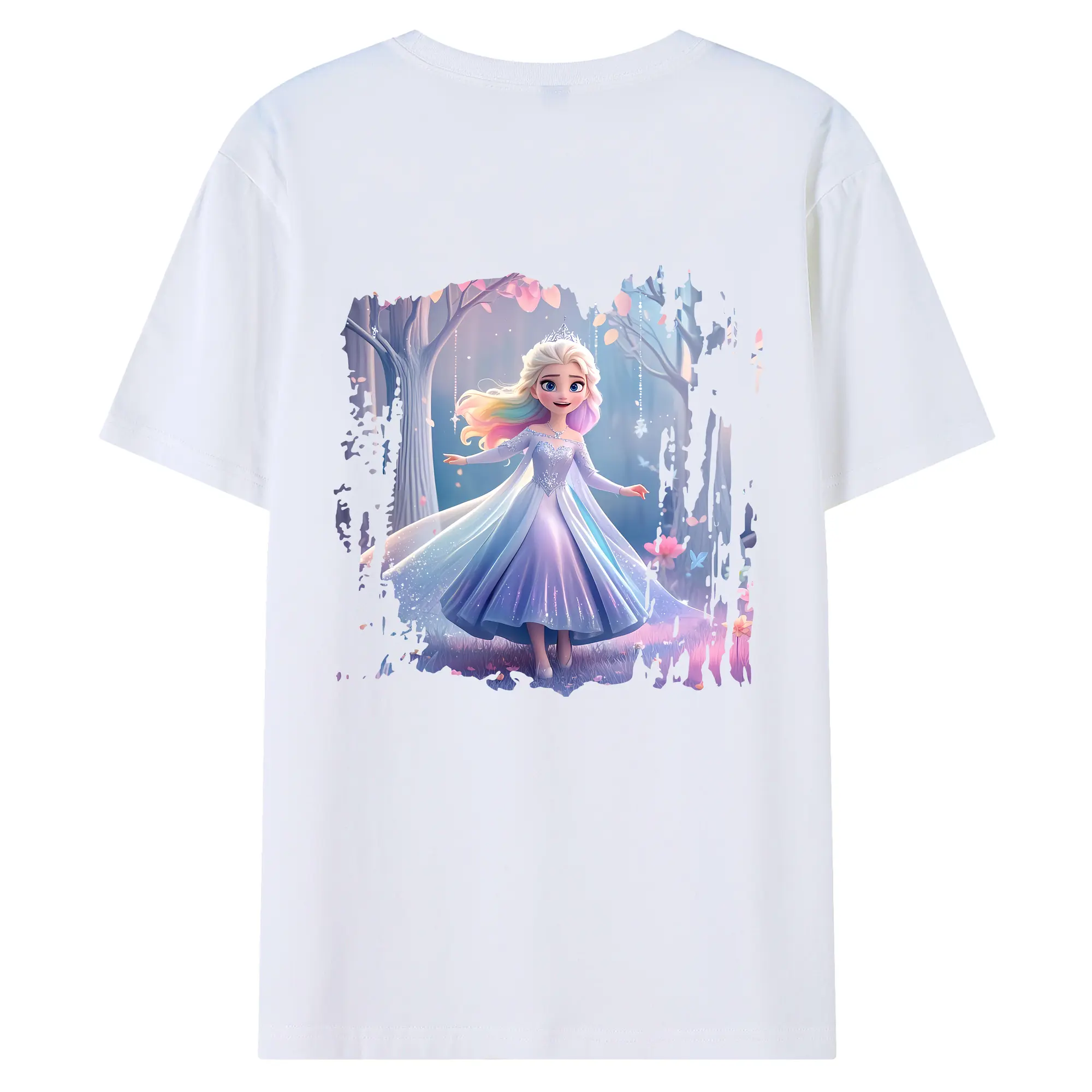 アナと雪の女王(Frozen) グッズ エルサ(Elsa) - 綿100％ 半袖Tシャツ ・ バックプリント ・ 快適 通気性 ・ 日常使い 散歩 スポーツ用