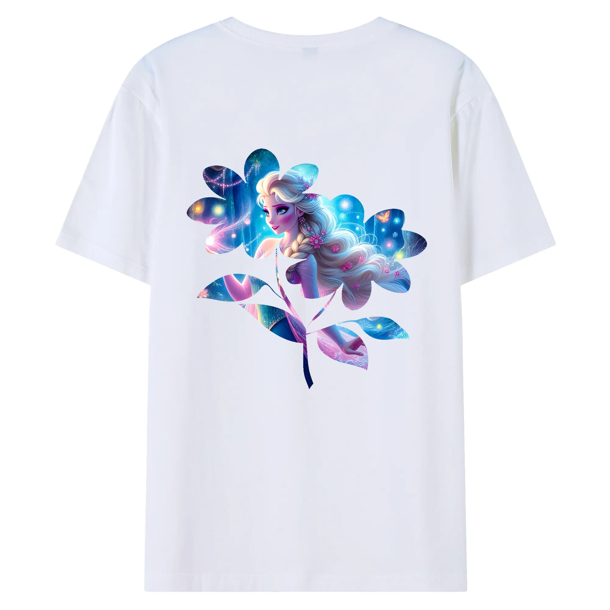 アナと雪の女王(Frozen) グッズ エルサ(Elsa) - 綿100％ 半袖Tシャツ ・ バックプリント ・ 快適 通気性 ・ 日常使い 散歩 スポーツ用