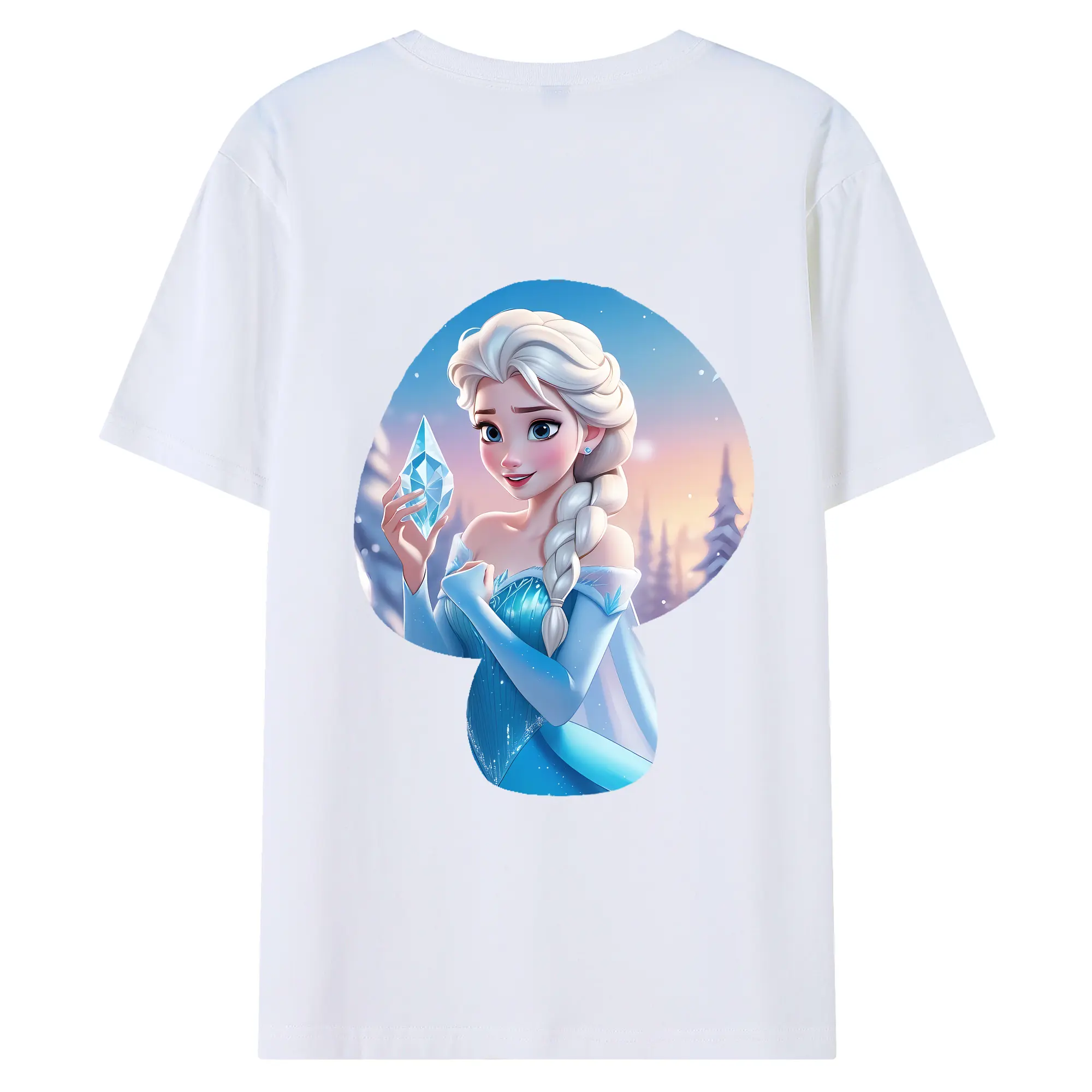 アナと雪の女王(Frozen) グッズ エルサ(Elsa) - 綿100％ 半袖Tシャツ ・ バックプリント ・ 快適 通気性 ・ 日常使い 散歩 スポーツ用