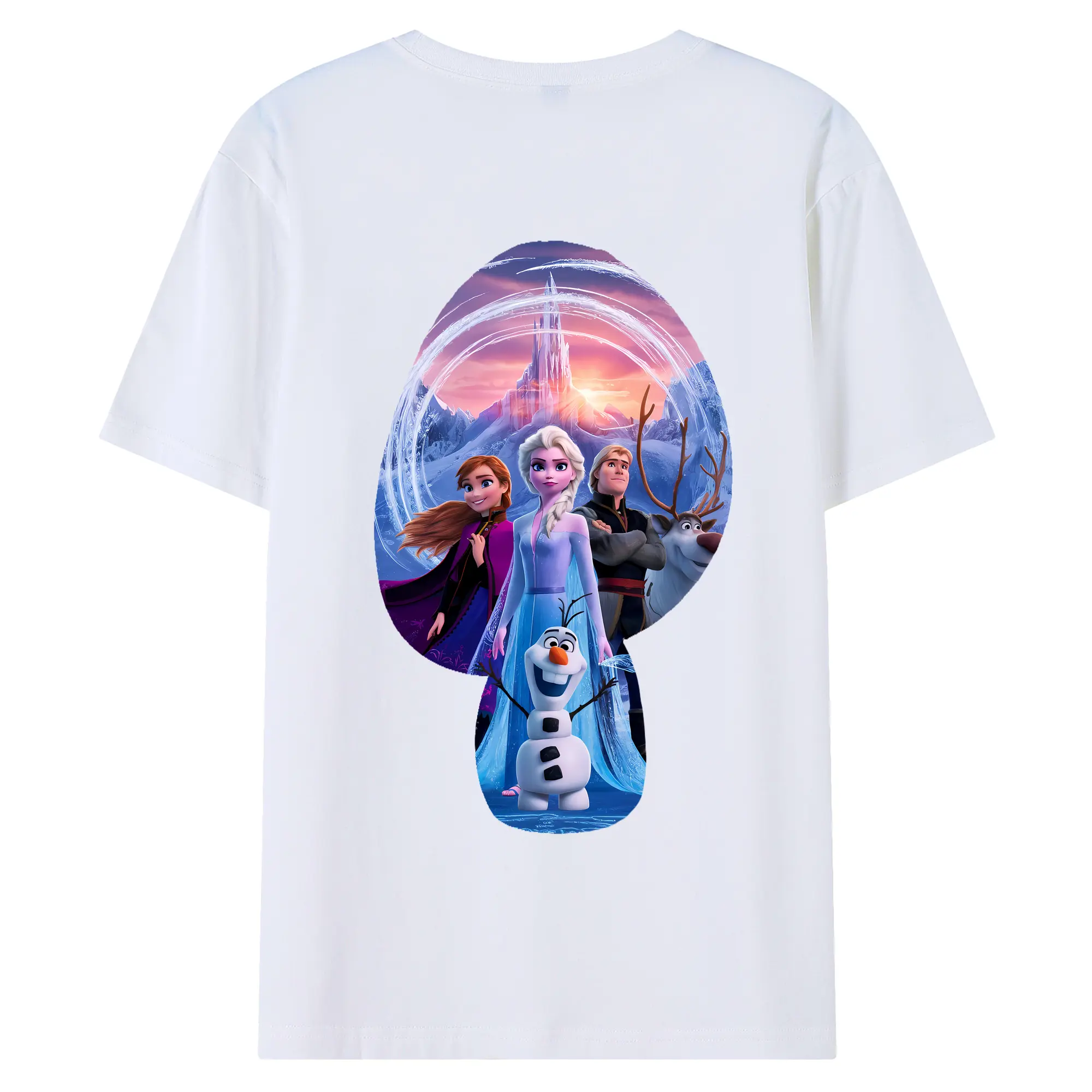 アナと雪の女王(Frozen) グッズ エルサ(Elsa) - 綿100％ 半袖Tシャツ ・ バックプリント ・ 快適 通気性 ・ 日常使い 散歩 スポーツ用