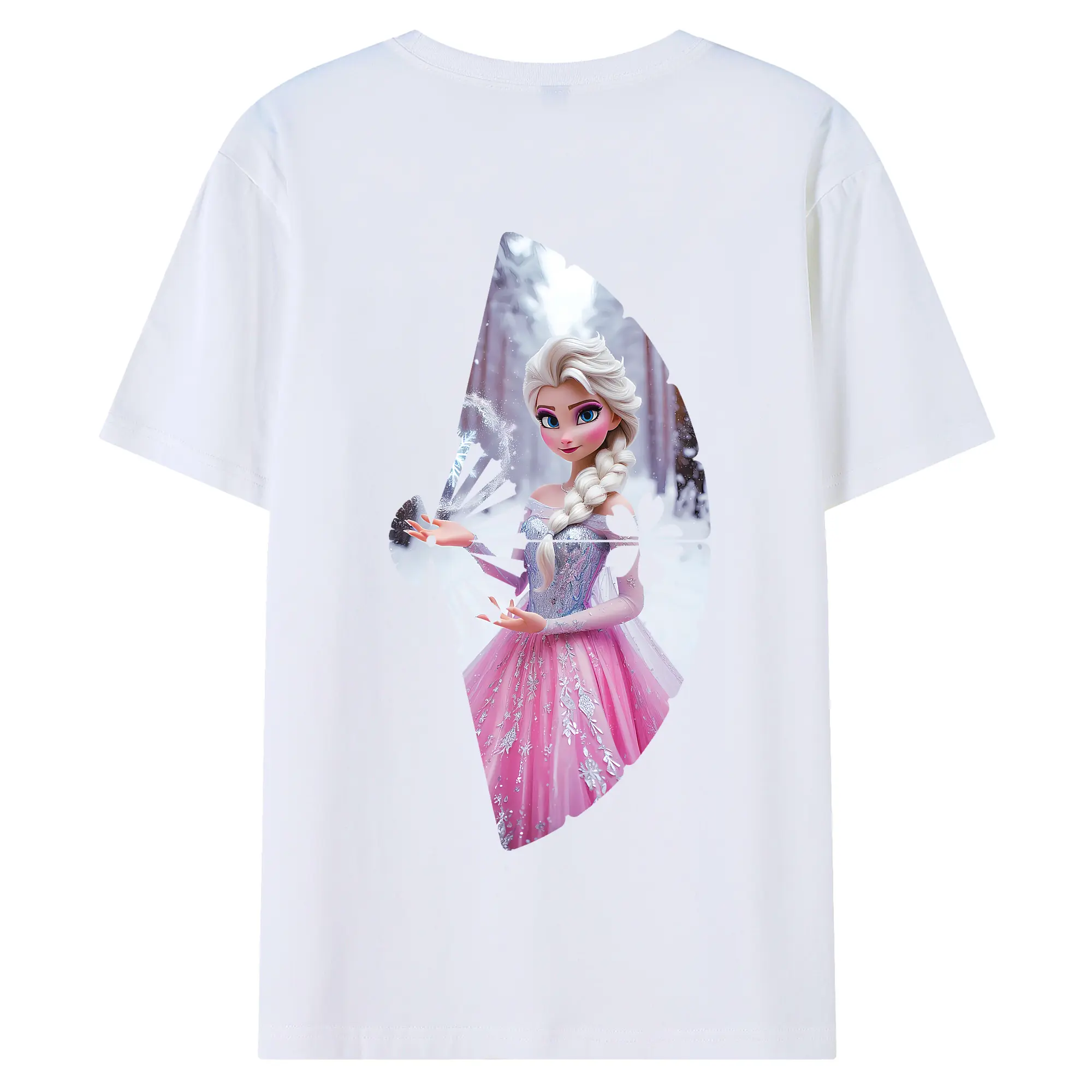 アナと雪の女王(Frozen) グッズ エルサ(Elsa) - 綿100％ 半袖Tシャツ ・ バックプリント ・ 快適 通気性 ・ 日常使い 散歩 スポーツ用
