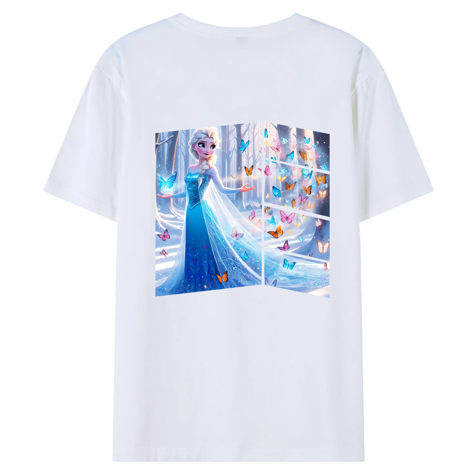 アナと雪の女王(Frozen) グッズ エルサ(Elsa) - 綿100％ 半袖Tシャツ ・ バックプリント ・ 快適 通気性 ・ 日常使い 散歩 スポーツ用