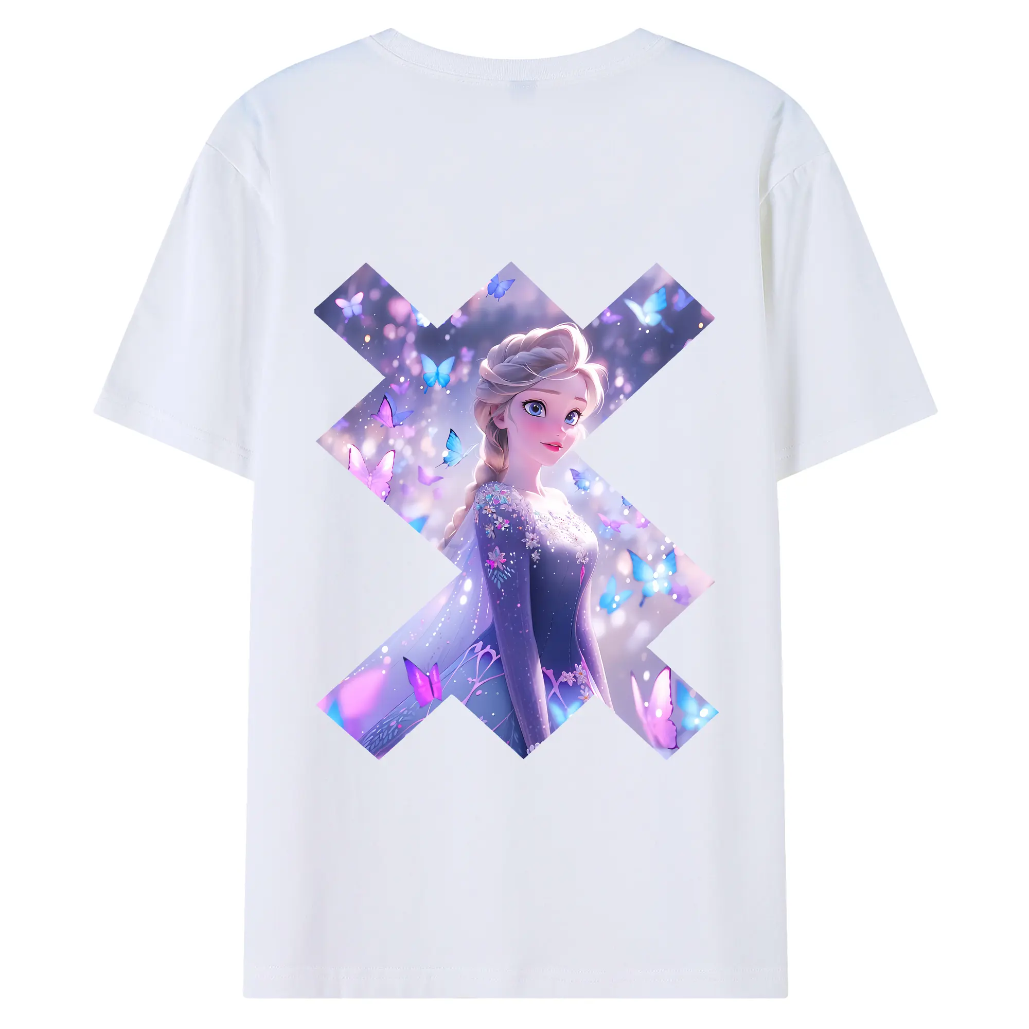 アナと雪の女王(Frozen) グッズ エルサ(Elsa) - 綿100％ 半袖Tシャツ ・ バックプリント ・ 快適 通気性 ・ 日常使い 散歩 スポーツ用