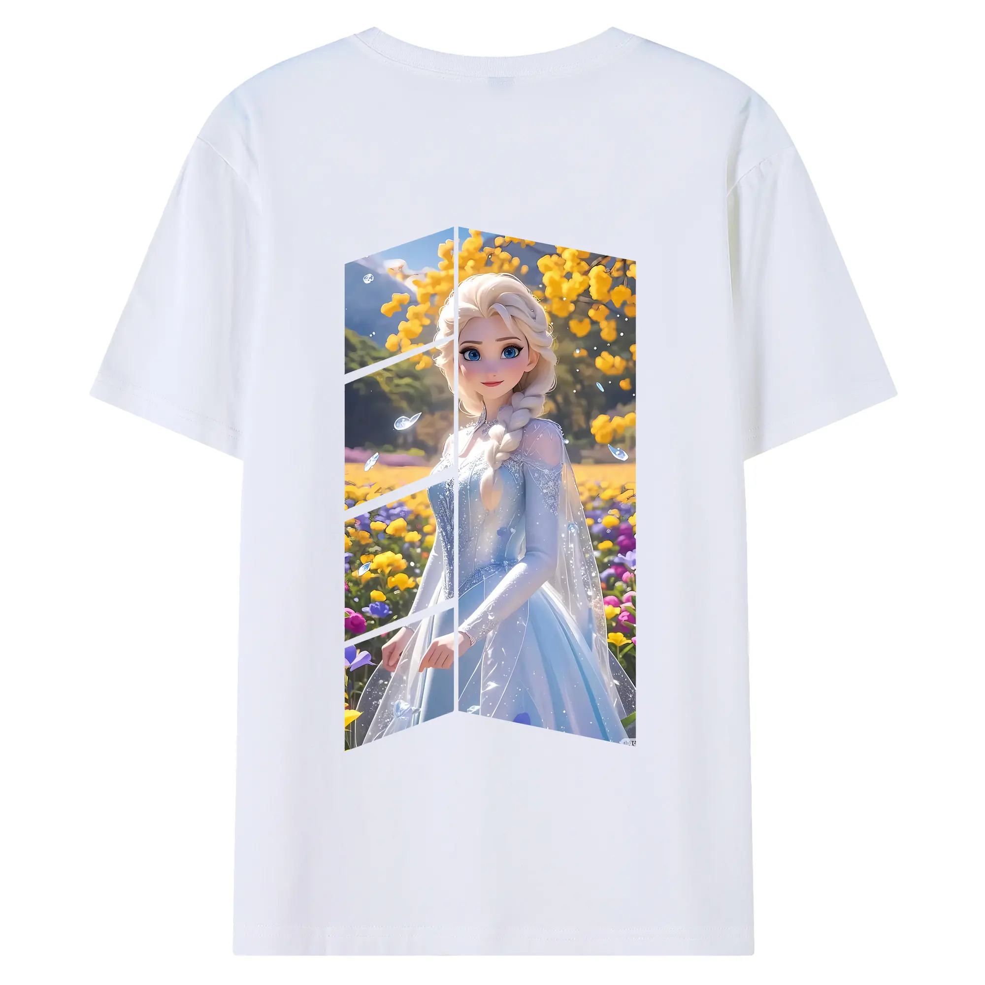 アナと雪の女王(Frozen) グッズ エルサ(Elsa) - 綿100％ 半袖Tシャツ ・ バックプリント ・ 快適 通気性 ・ 日常使い 散歩 スポーツ用