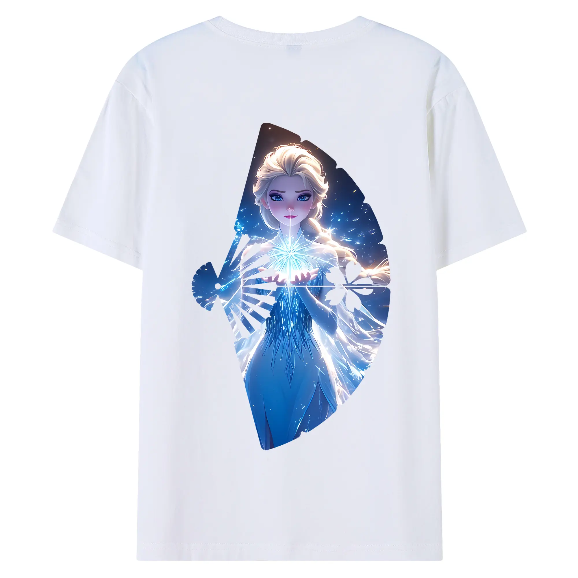 アナと雪の女王(Frozen) グッズ エルサ(Elsa) - 綿100％ 半袖Tシャツ ・ バックプリント ・ 快適 通気性 ・ 日常使い 散歩 スポーツ用