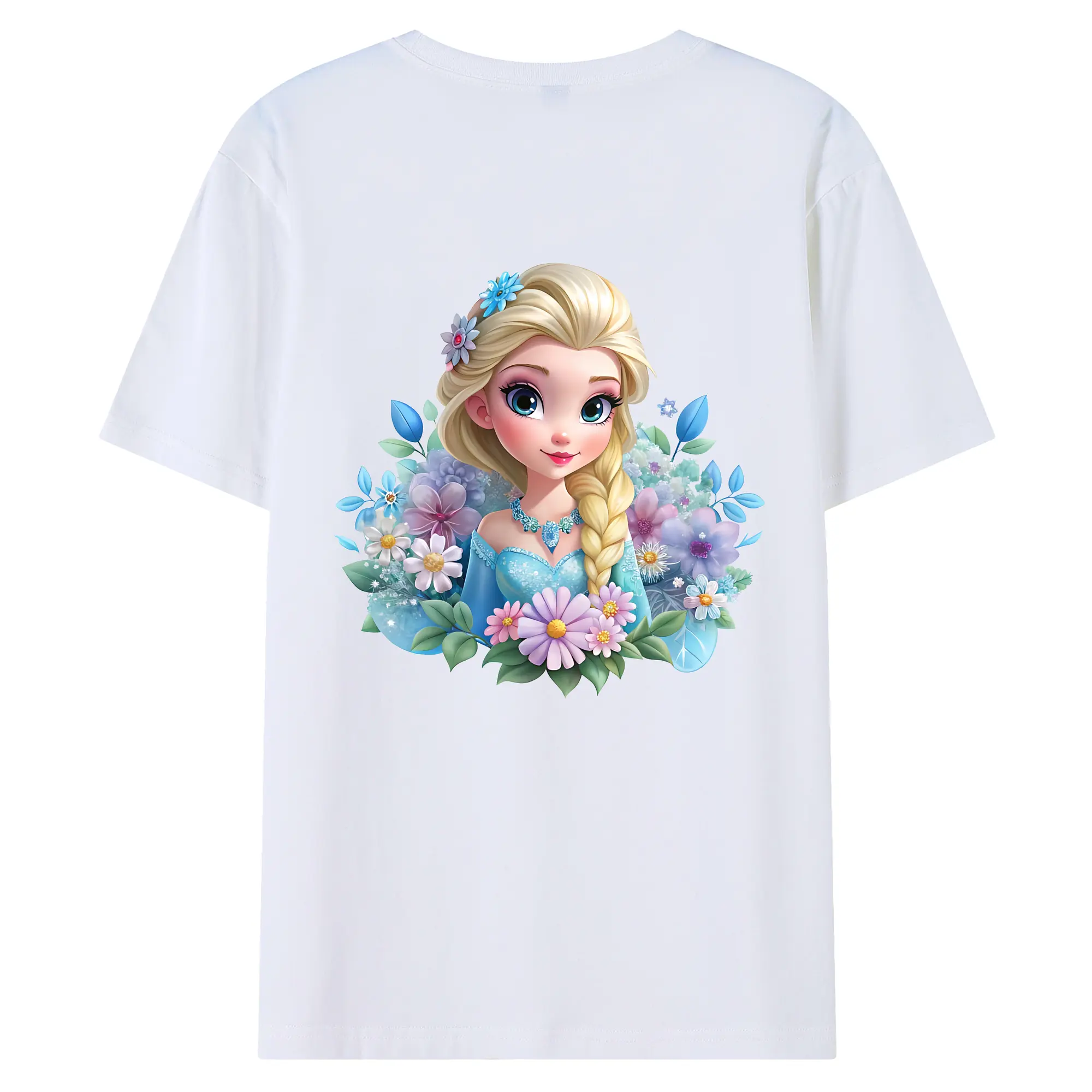 アナと雪の女王(Frozen) グッズ エルサ(Elsa) - 綿100％ 半袖Tシャツ ・ バックプリント ・ 快適 通気性 ・ 日常使い 散歩 スポーツ用