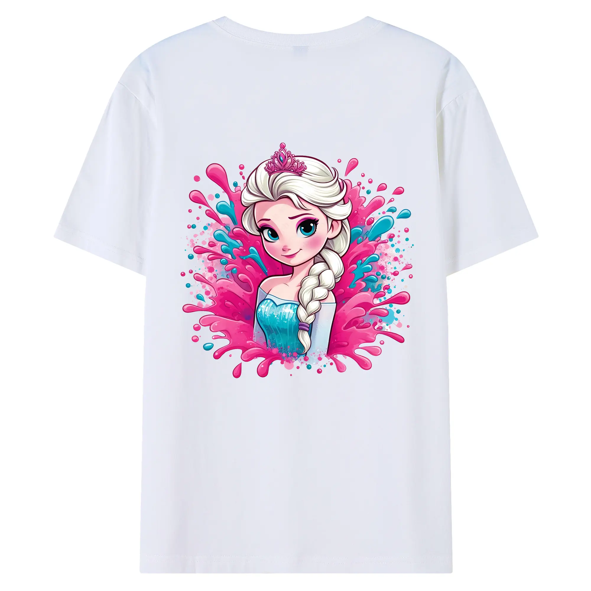 アナと雪の女王(Frozen) グッズ エルサ(Elsa) - 綿100％ 半袖Tシャツ ・ バックプリント ・ 快適 通気性 ・ 日常使い 散歩 スポーツ用