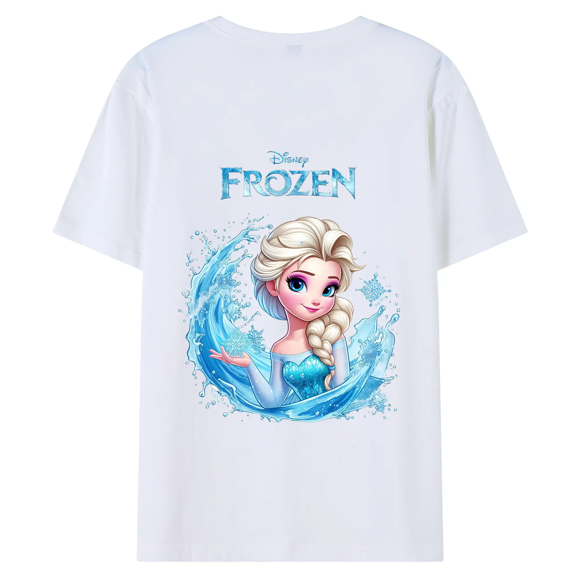 アナと雪の女王(Frozen) グッズ エルサ(Elsa) - 綿100％ 半袖Tシャツ ・ バックプリント ・ 快適 通気性 ・ 日常使い 散歩 スポーツ用