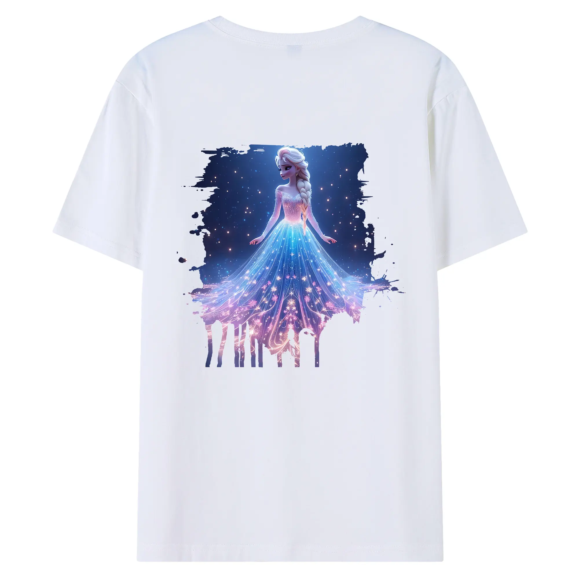 アナと雪の女王(Frozen) グッズ エルサ(Elsa) - 綿100％ 半袖Tシャツ ・ バックプリント ・ 快適 通気性 ・ 日常使い 散歩 スポーツ用