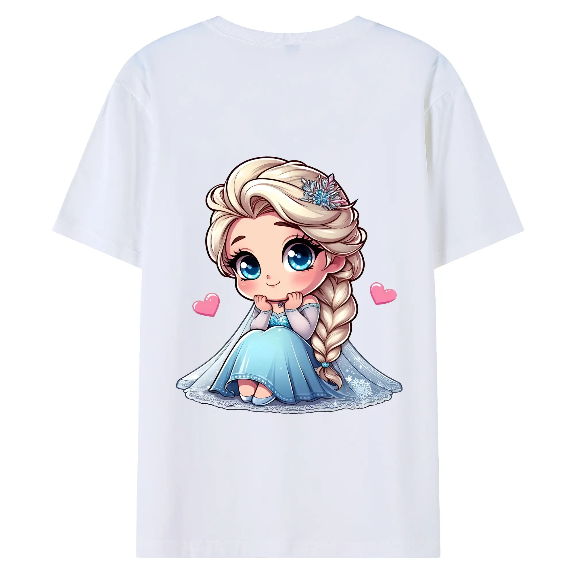 アナと雪の女王(Frozen) グッズ エルサ(Elsa) - 綿100％ 半袖Tシャツ ・ バックプリント ・ 快適 通気性 ・ 日常使い 散歩 スポーツ用