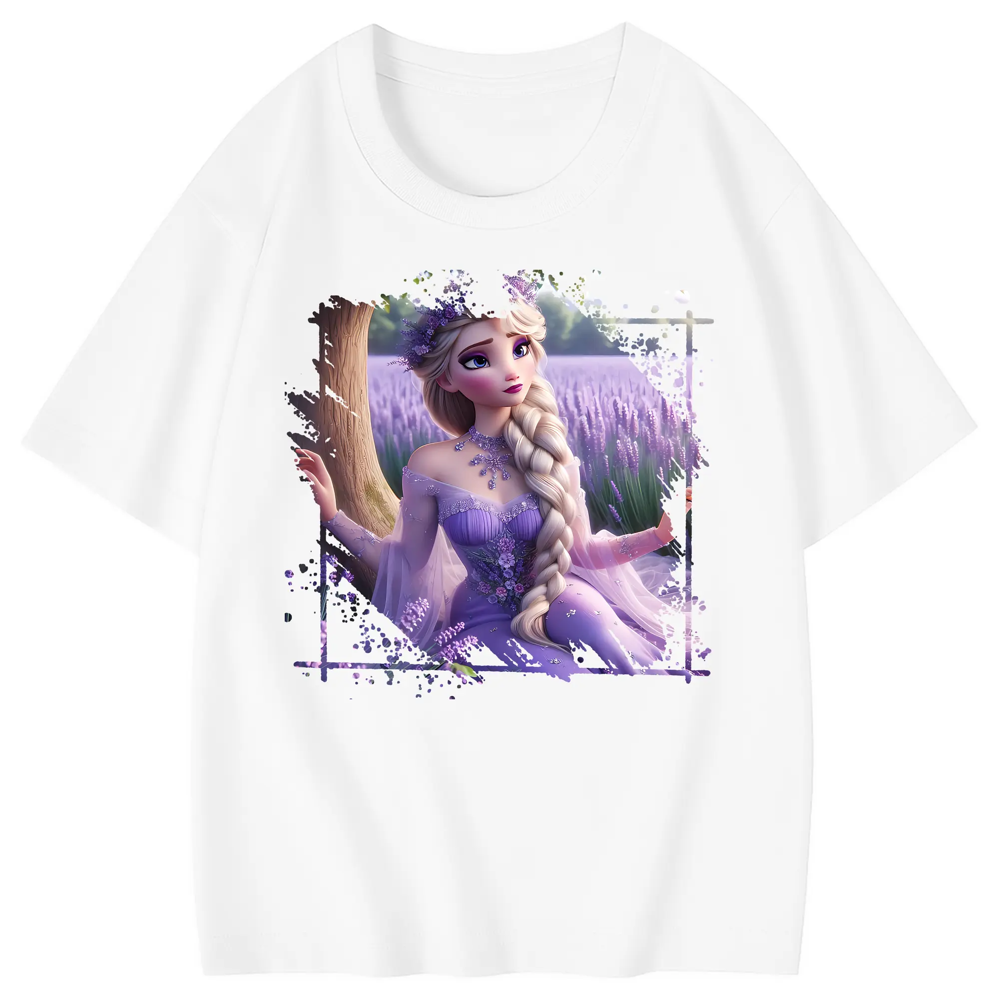アナと雪の女王(Frozen) グッズ エルサ(Elsa) - 綿100％ キッズTシャツ ・ フロントプリント ・ 快適 通気性 ・ スポーツ カジュアル 散歩用