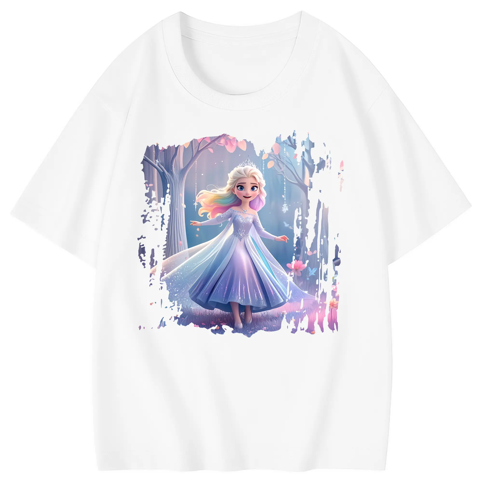 アナと雪の女王(Frozen) グッズ エルサ(Elsa) - 綿100％ キッズTシャツ ・ フロントプリント ・ 快適 通気性 ・ スポーツ カジュアル 散歩用