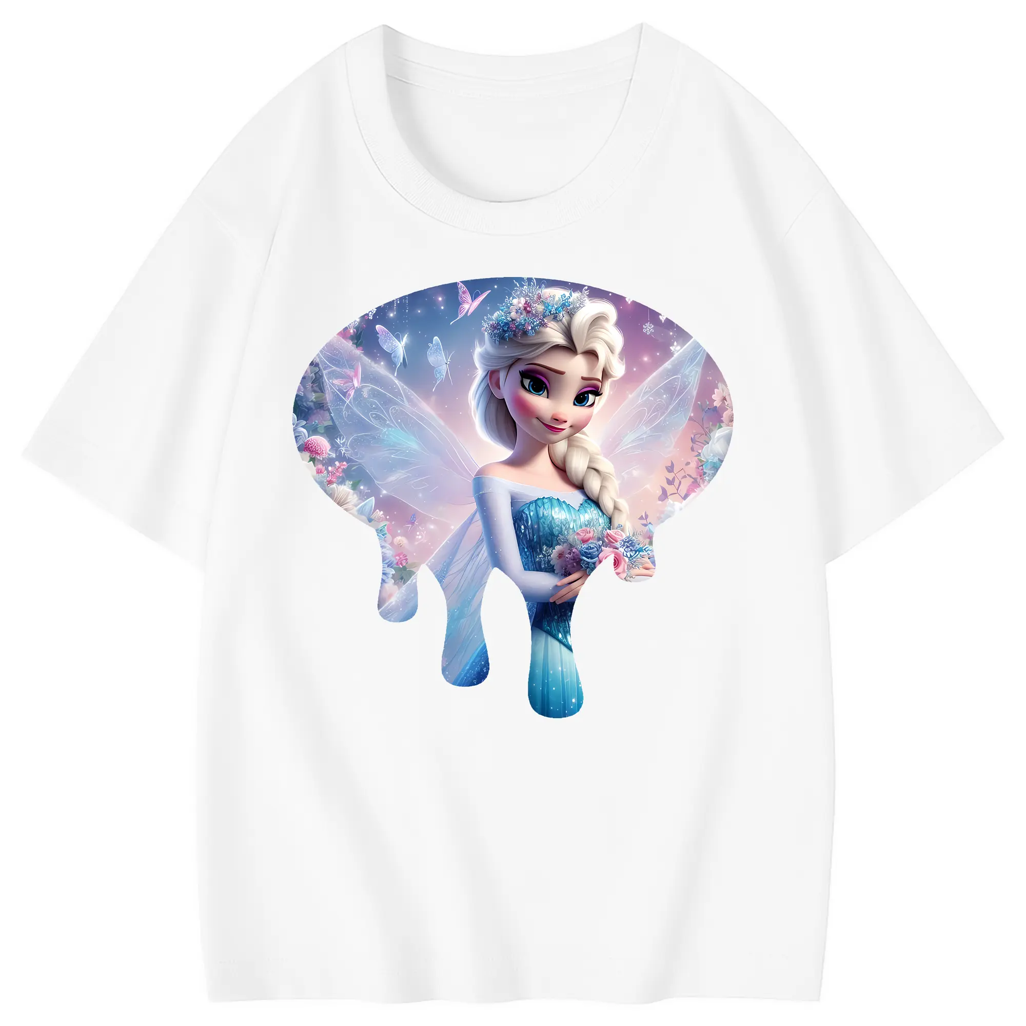 アナと雪の女王(Frozen) グッズ エルサ(Elsa) - 綿100％ キッズTシャツ ・ フロントプリント ・ 快適 通気性 ・ スポーツ カジュアル 散歩用