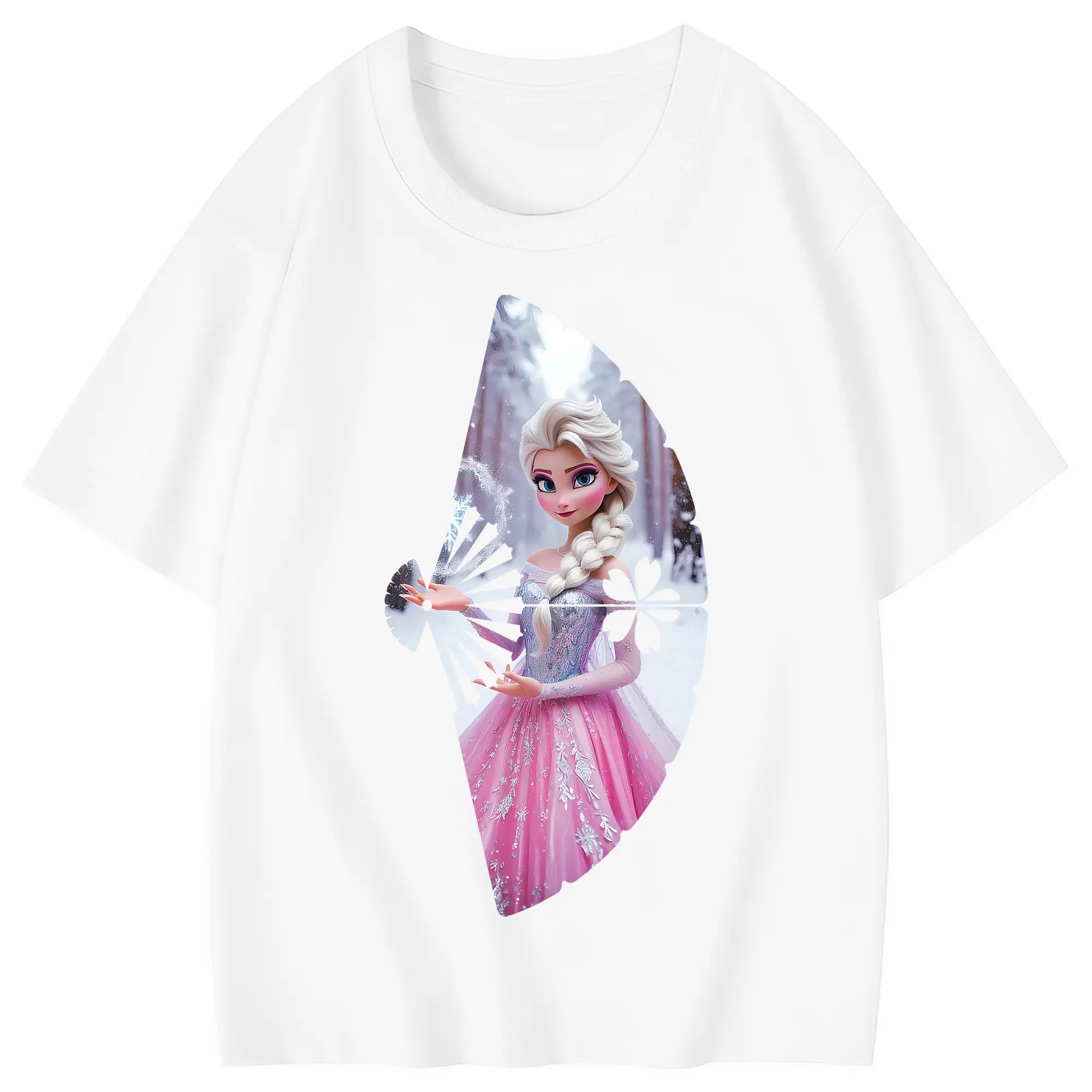 アナと雪の女王(Frozen) グッズ エルサ(Elsa) - 綿100％ キッズTシャツ ・ フロントプリント ・ 快適 通気性 ・ スポーツ カジュアル 散歩用