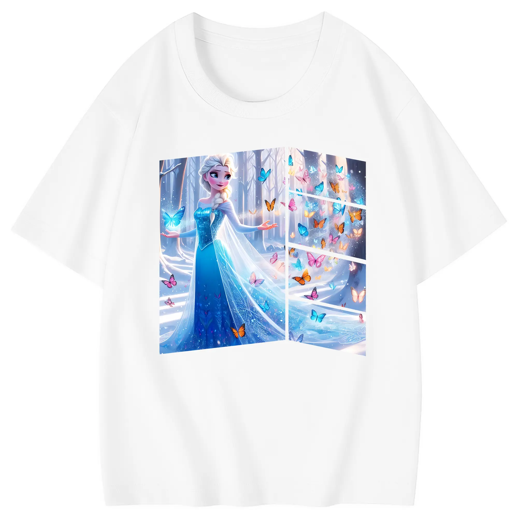 アナと雪の女王(Frozen) グッズ エルサ(Elsa) - 綿100％ キッズTシャツ ・ フロントプリント ・ 快適 通気性 ・ スポーツ カジュアル 散歩用