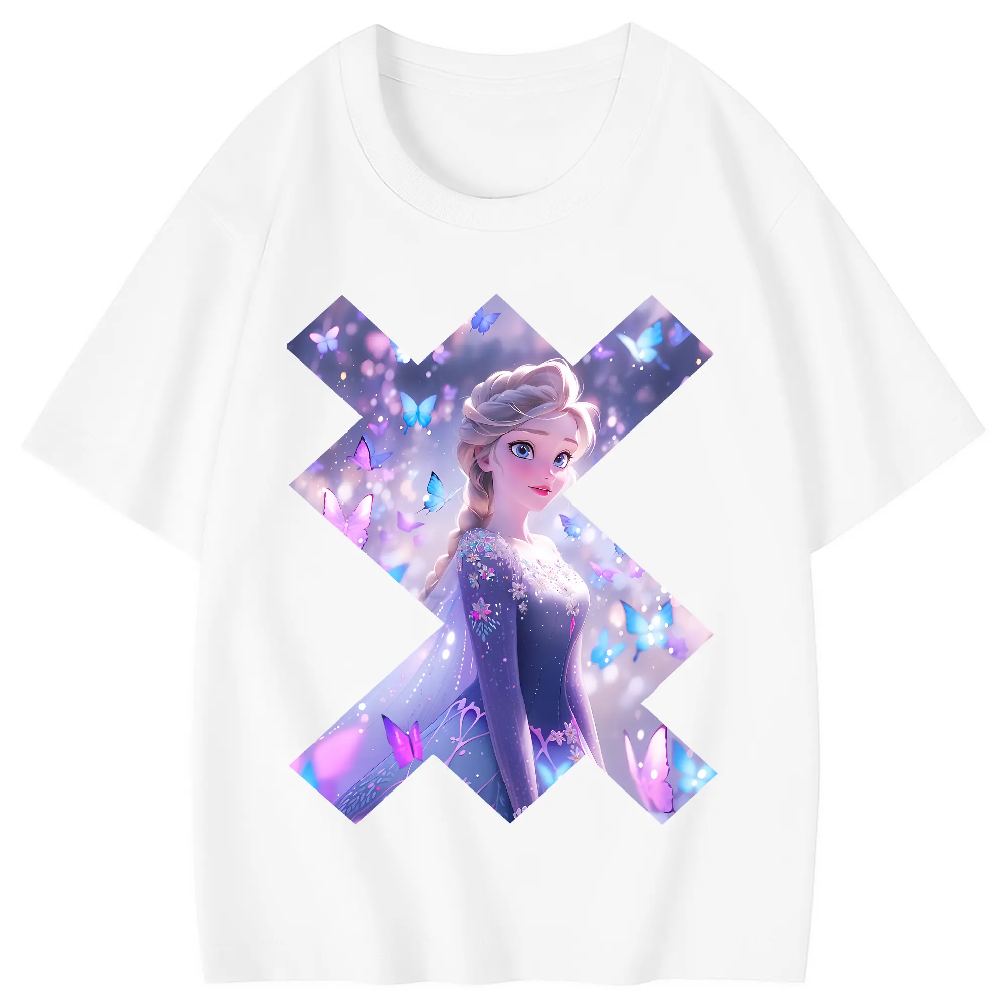 アナと雪の女王(Frozen) グッズ エルサ(Elsa) - 綿100％ キッズTシャツ ・ フロントプリント ・ 快適 通気性 ・ スポーツ カジュアル 散歩用