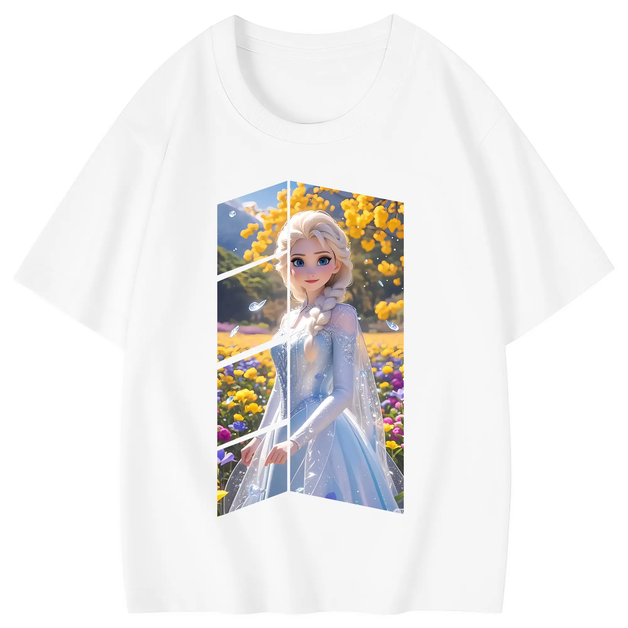 アナと雪の女王(Frozen) グッズ エルサ(Elsa) - 綿100％ キッズTシャツ ・ フロントプリント ・ 快適 通気性 ・ スポーツ カジュアル 散歩用