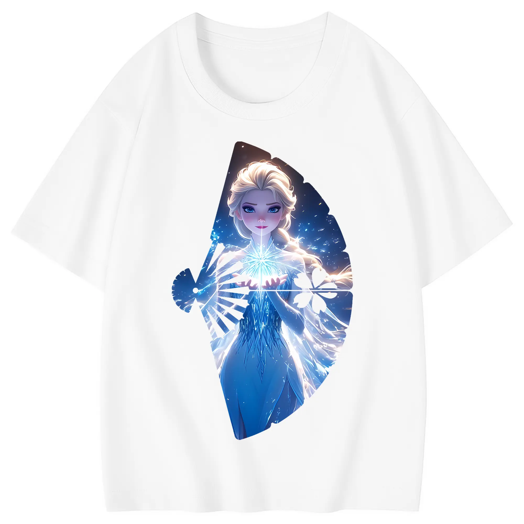 アナと雪の女王(Frozen) グッズ エルサ(Elsa) - 綿100％ キッズTシャツ ・ フロントプリント ・ 快適 通気性 ・ スポーツ カジュアル 散歩用