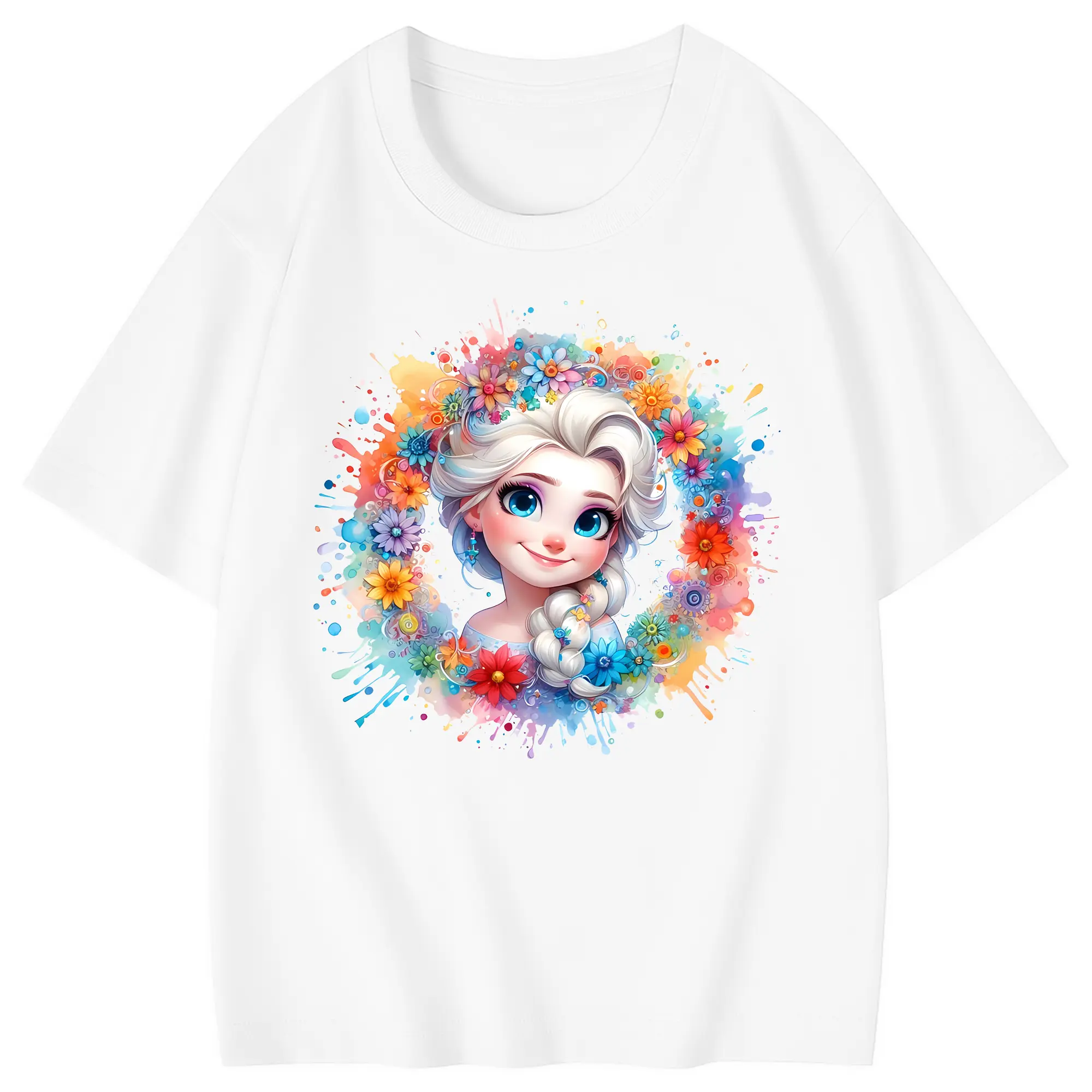 アナと雪の女王(Frozen) グッズ エルサ(Elsa) - 綿100％ キッズTシャツ ・ フロントプリント ・ 快適 通気性 ・ スポーツ カジュアル 散歩用