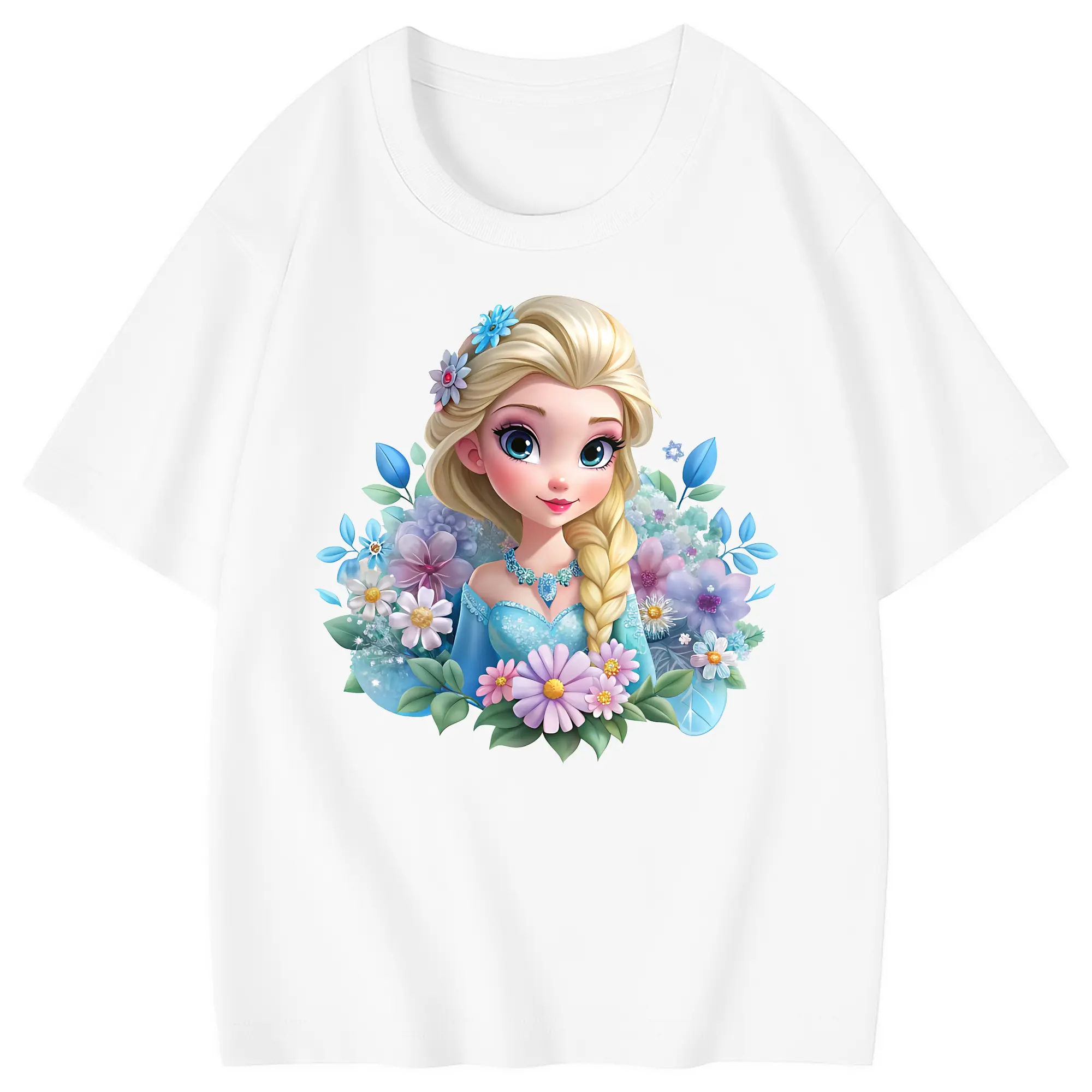 アナと雪の女王(Frozen) グッズ エルサ(Elsa) - 綿100％ キッズTシャツ ・ フロントプリント ・ 快適 通気性 ・ スポーツ カジュアル 散歩用