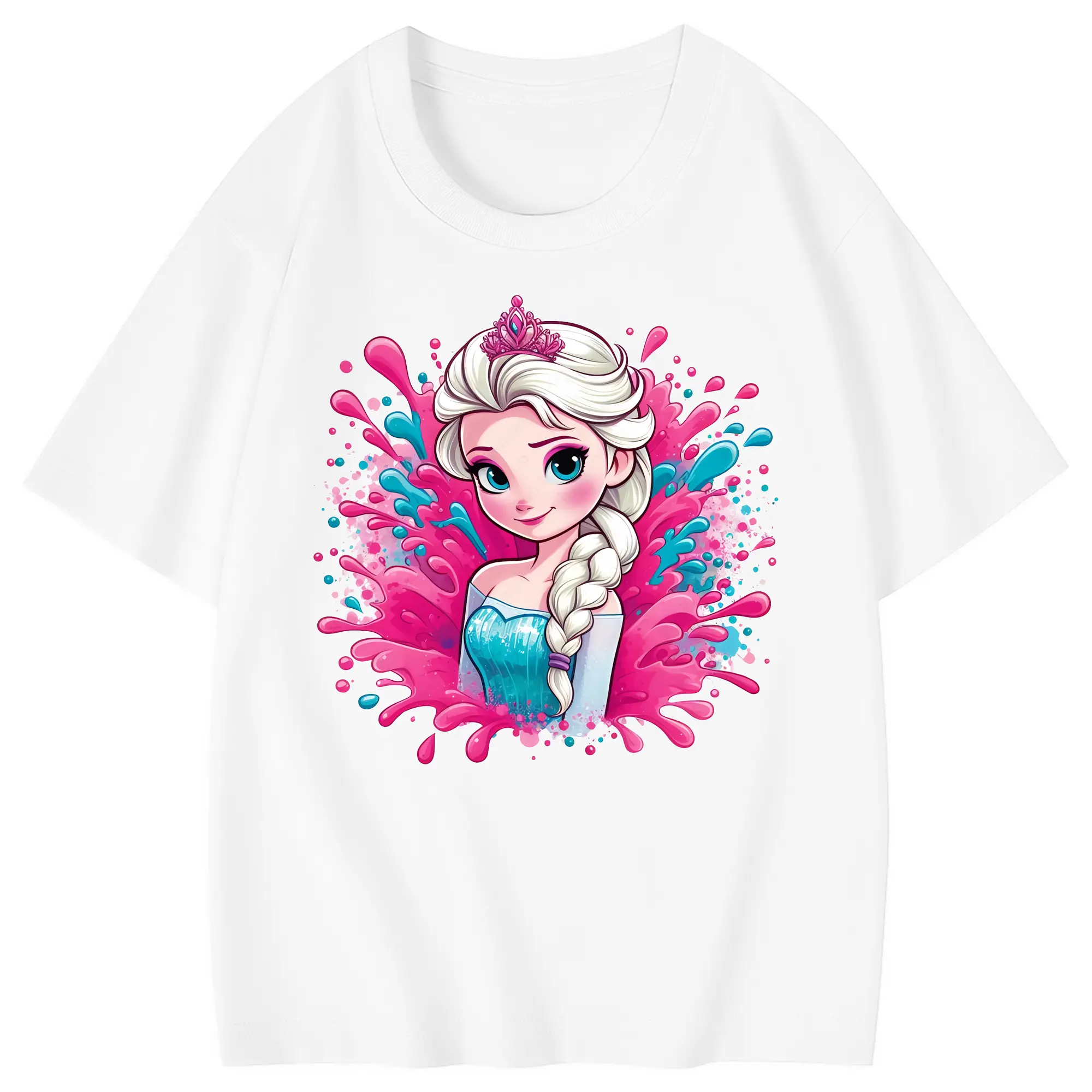 アナと雪の女王(Frozen) グッズ エルサ(Elsa) - 綿100％ キッズTシャツ ・ フロントプリント ・ 快適 通気性 ・ スポーツ カジュアル 散歩用