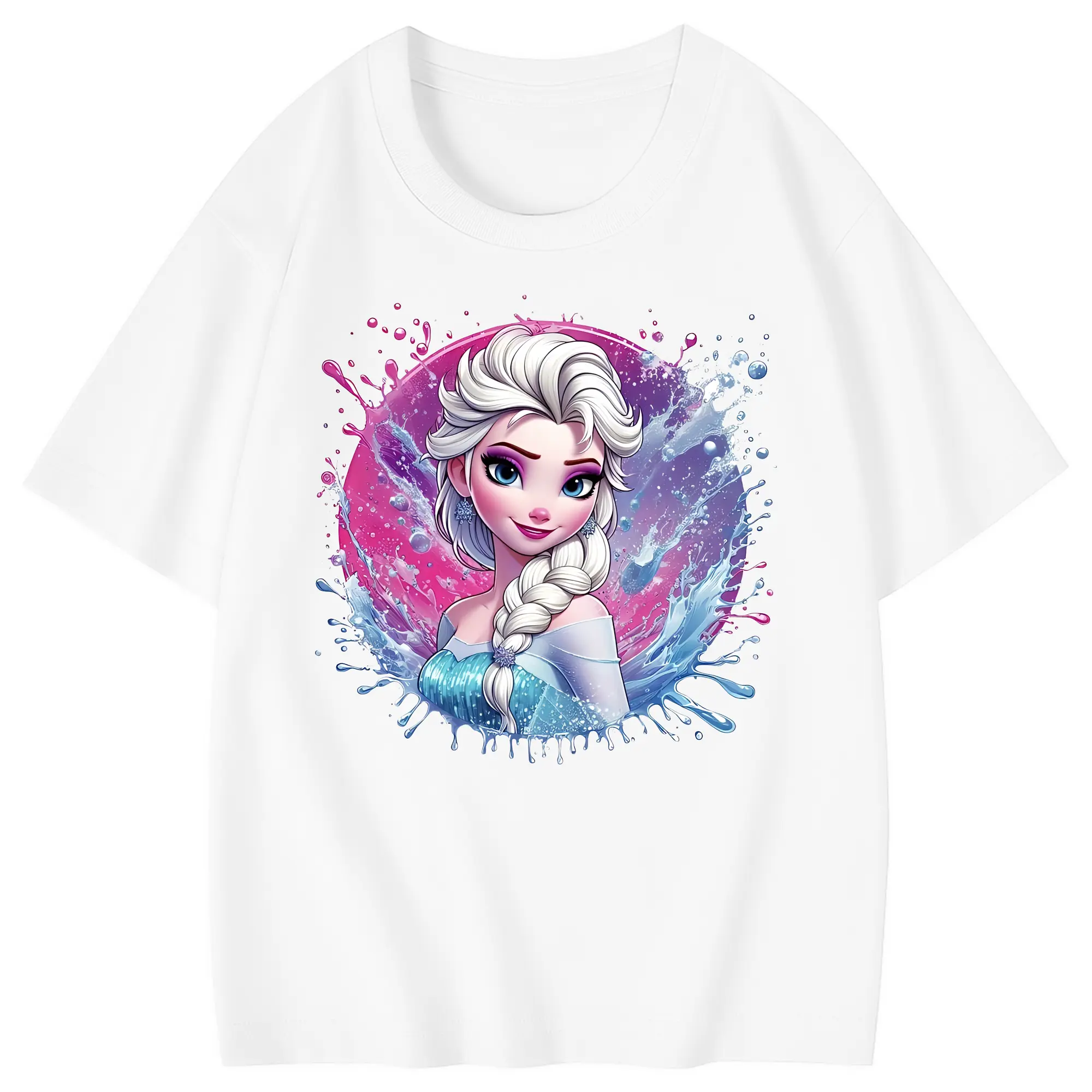 アナと雪の女王(Frozen) グッズ エルサ(Elsa) - 綿100％ キッズTシャツ ・ フロントプリント ・ 快適 通気性 ・ スポーツ カジュアル 散歩用