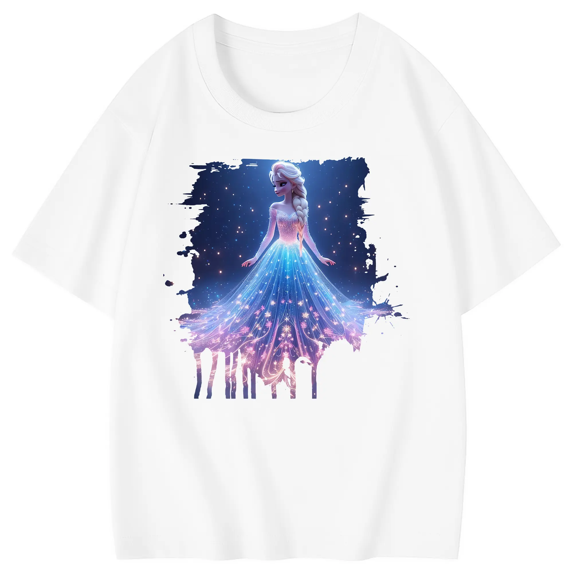 アナと雪の女王(Frozen) グッズ エルサ(Elsa) - 綿100％ キッズTシャツ ・ フロントプリント ・ 快適 通気性 ・ スポーツ カジュアル 散歩用