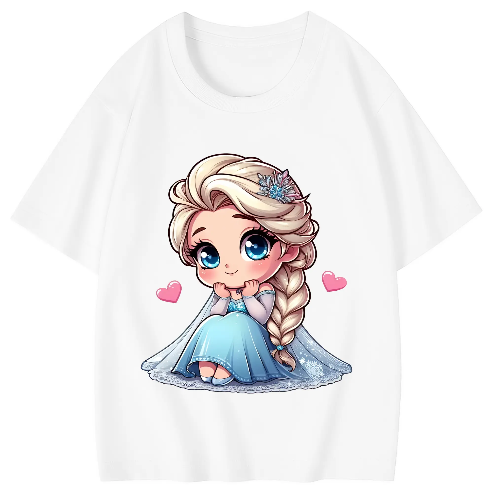 アナと雪の女王(Frozen) グッズ エルサ(Elsa) - 綿100％ キッズTシャツ ・ フロントプリント ・ 快適 通気性 ・ スポーツ カジュアル 散歩用
